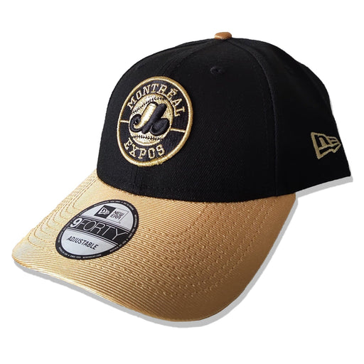Montreal Expos MLB New Era Men's Black/Gold 9Forty Cooperstown Adjustable Hat