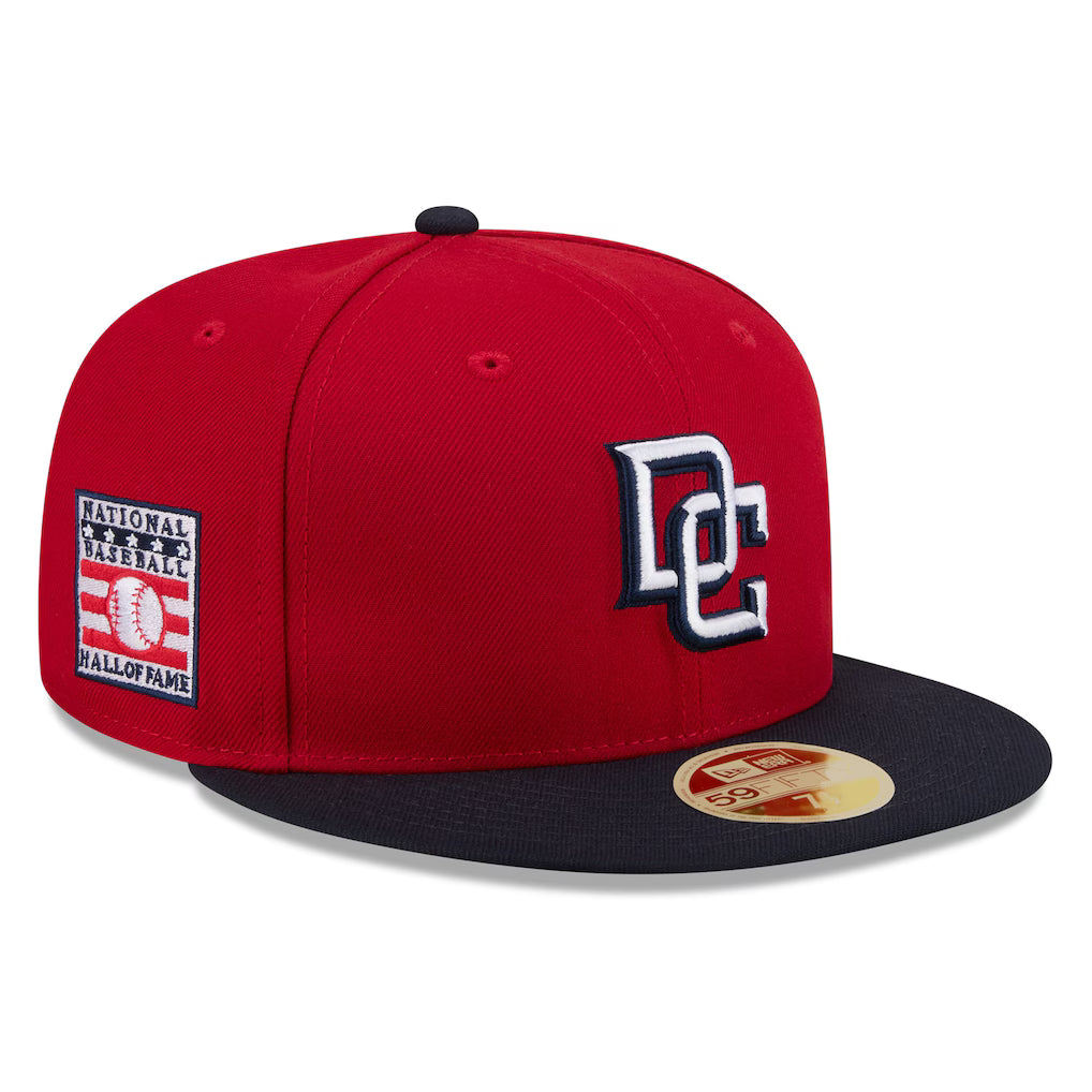Washington Nationals MLB New Era Men's Red/Black 59Fifty Cooperstown Hall of Fame Side Patch Fitted Hat
