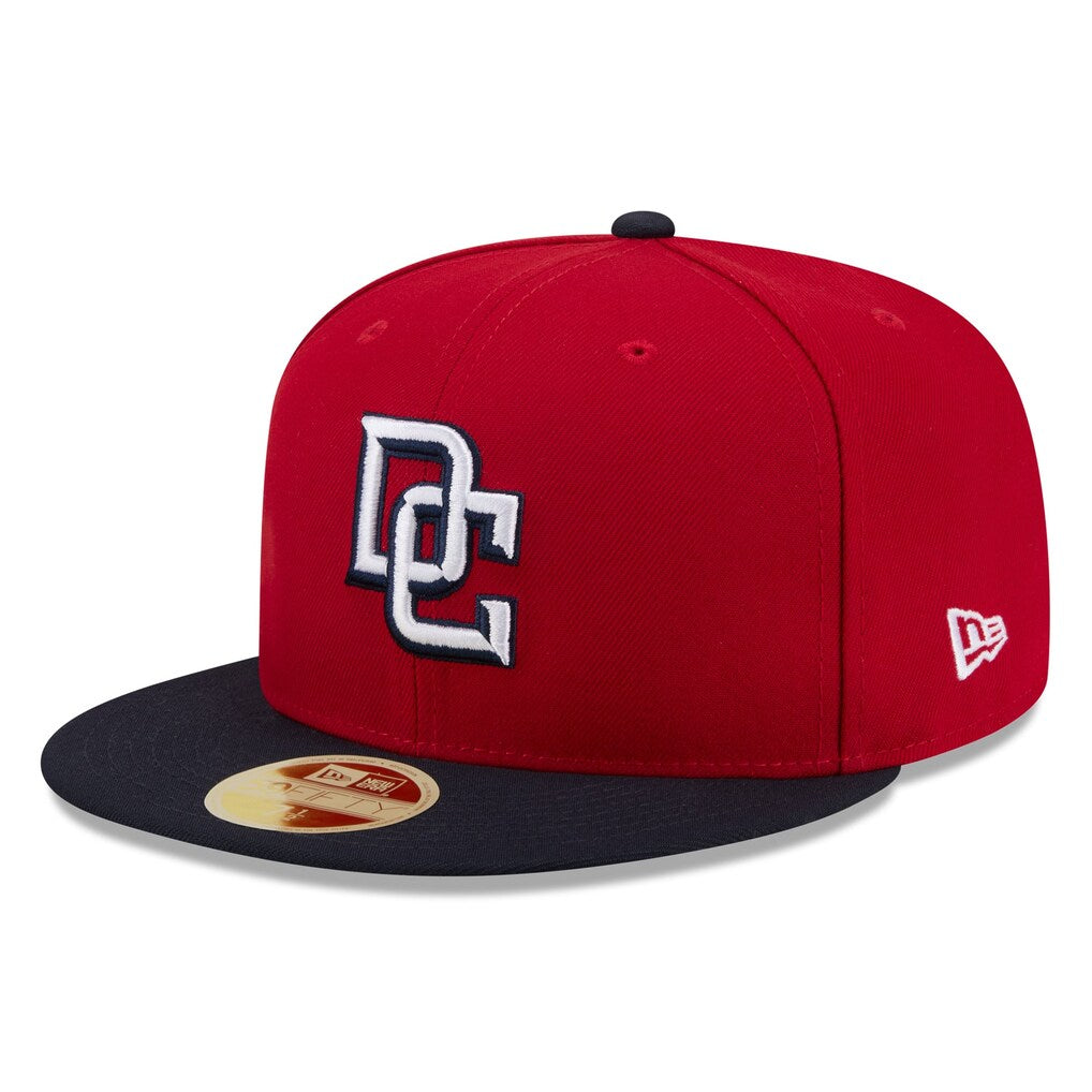Washington Nationals MLB New Era Men's Red/Black 59Fifty Cooperstown Hall of Fame Side Patch Fitted Hat