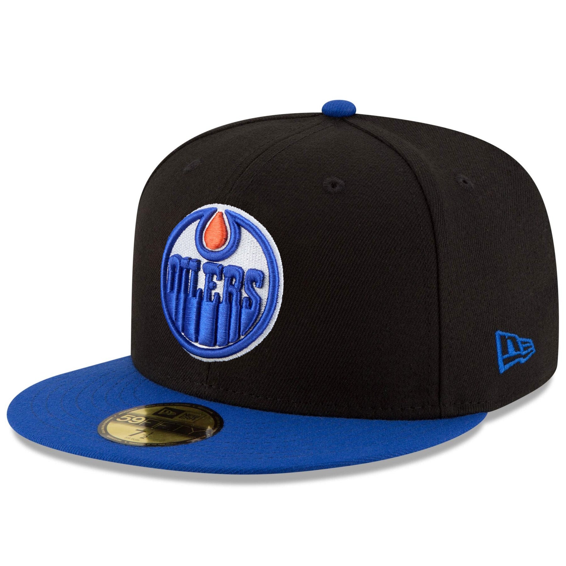 Edmonton Oilers NHL New Era Men's Black Royal Two Tone 59Fifty Fitted Hat