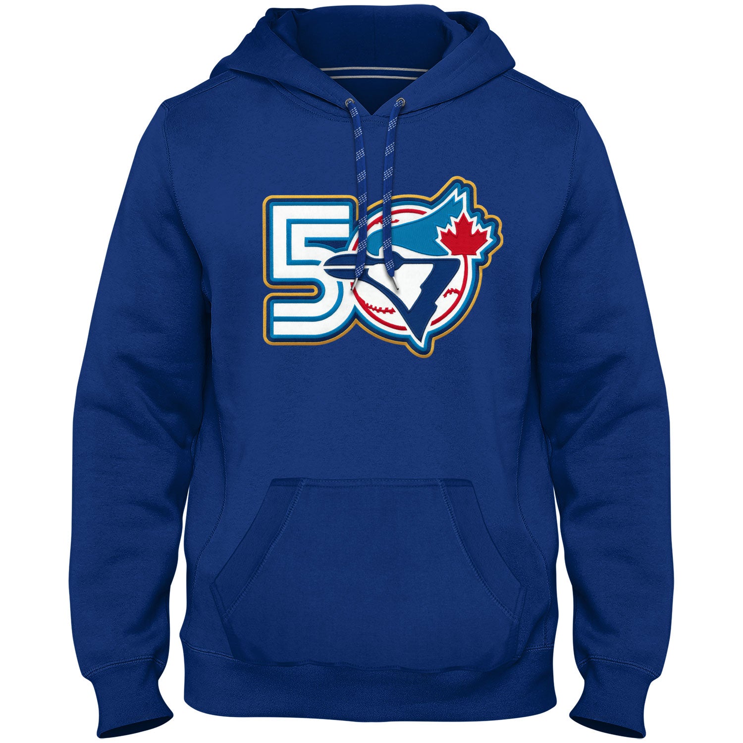 Toronto Blue Jays MLB Bulletin Men's Royal Express Twill 50th Anniversary Logo Hoodie