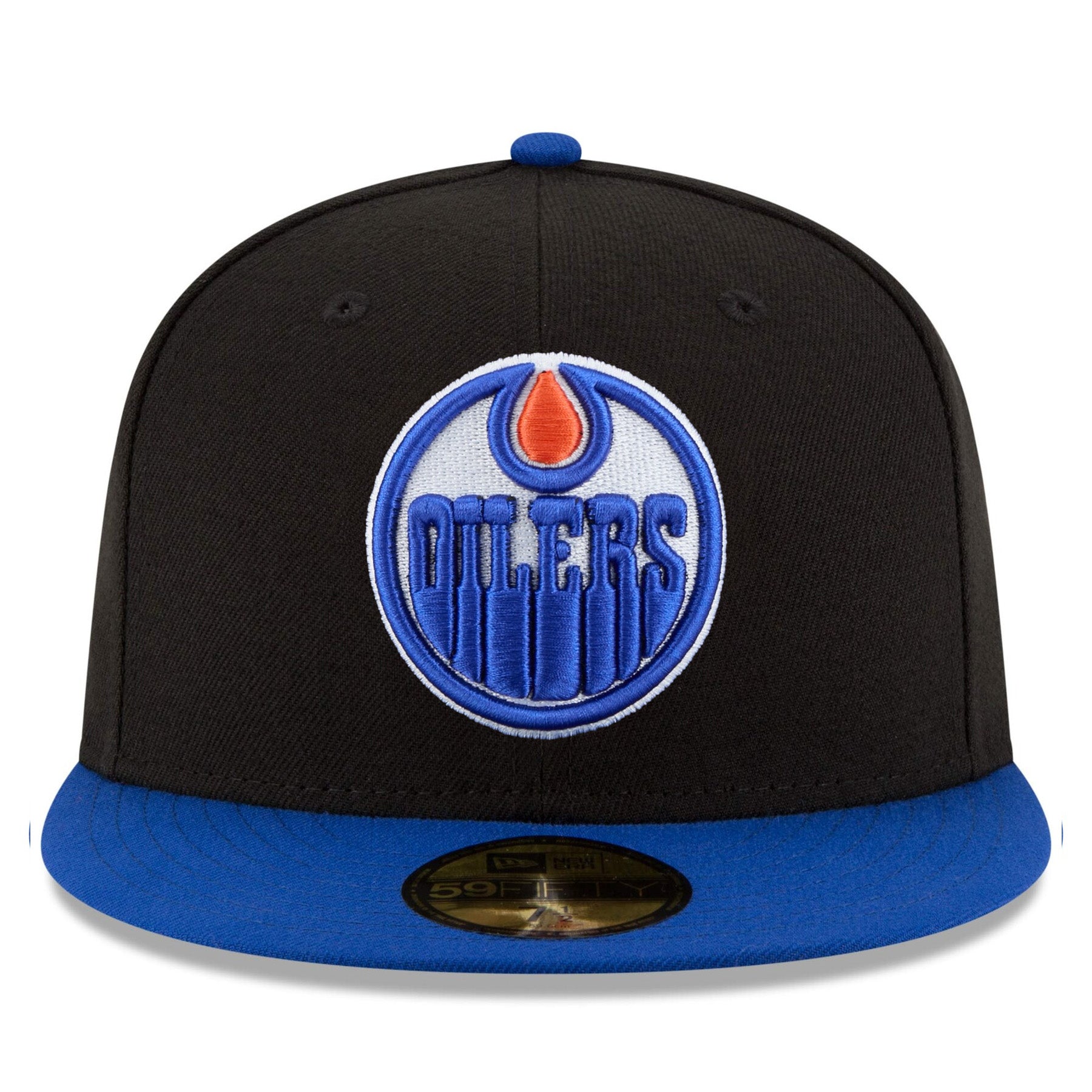 Edmonton Oilers NHL New Era Men's Black Royal Two Tone 59Fifty Fitted Hat