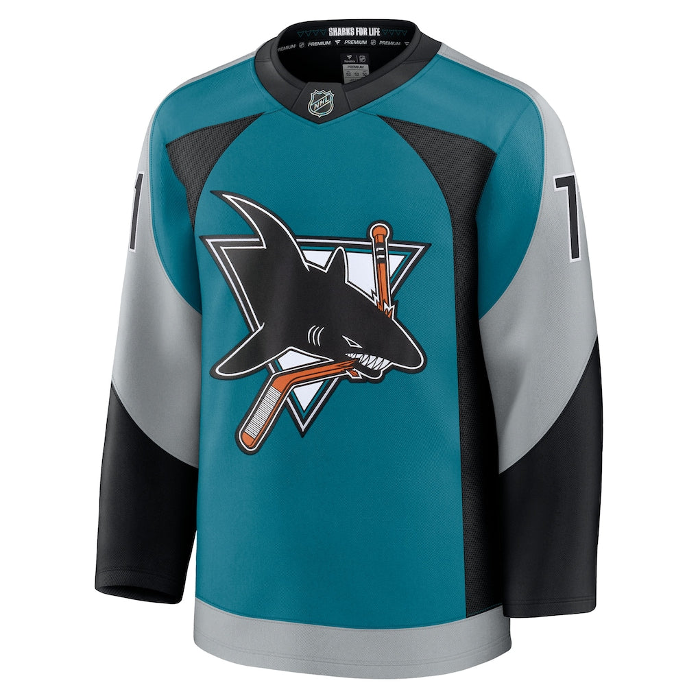 Macklin Celebrini San Jose Sharks NHL Fanatics Branded Men's Teal Alternate Premium Jersey