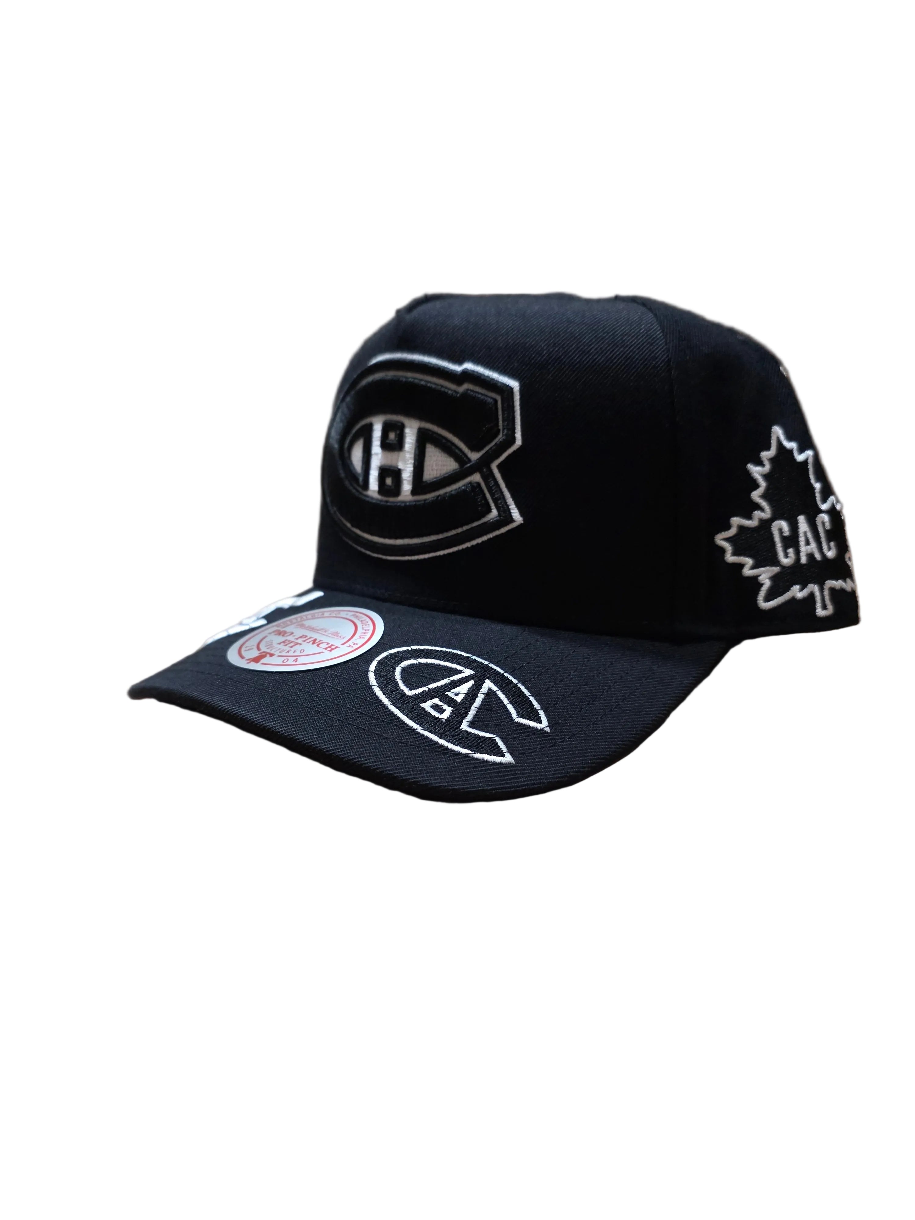 Montreal Canadiens Mitchell & Ness Men's Black Moonlight Pro Pinch Fit A-Frame Snapback Hat