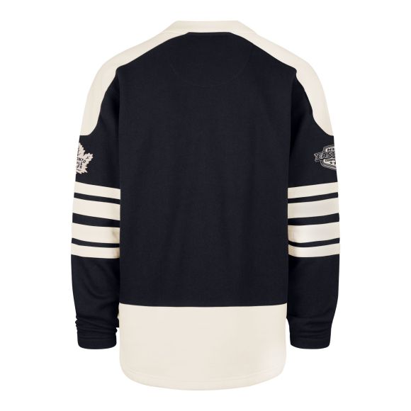 Toronto Maple Leafs NHL 47 Brand Men's Navy Golden Age Sweep Check Eternal Lacer Crew Sweater