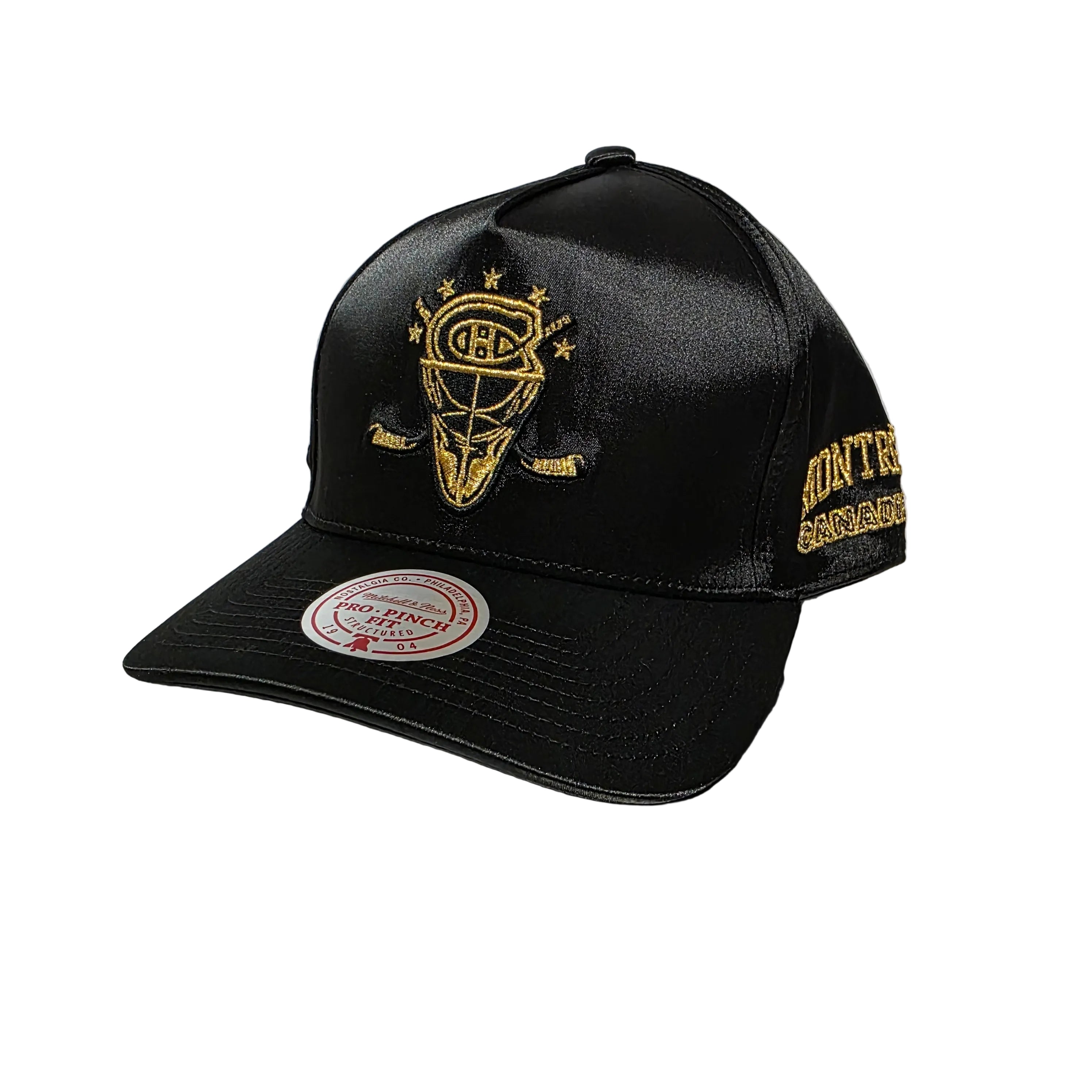 Montreal Canadiens Mitchell & Ness Men's Black Satin Golden Egg Pro Pinch Fit Snapback