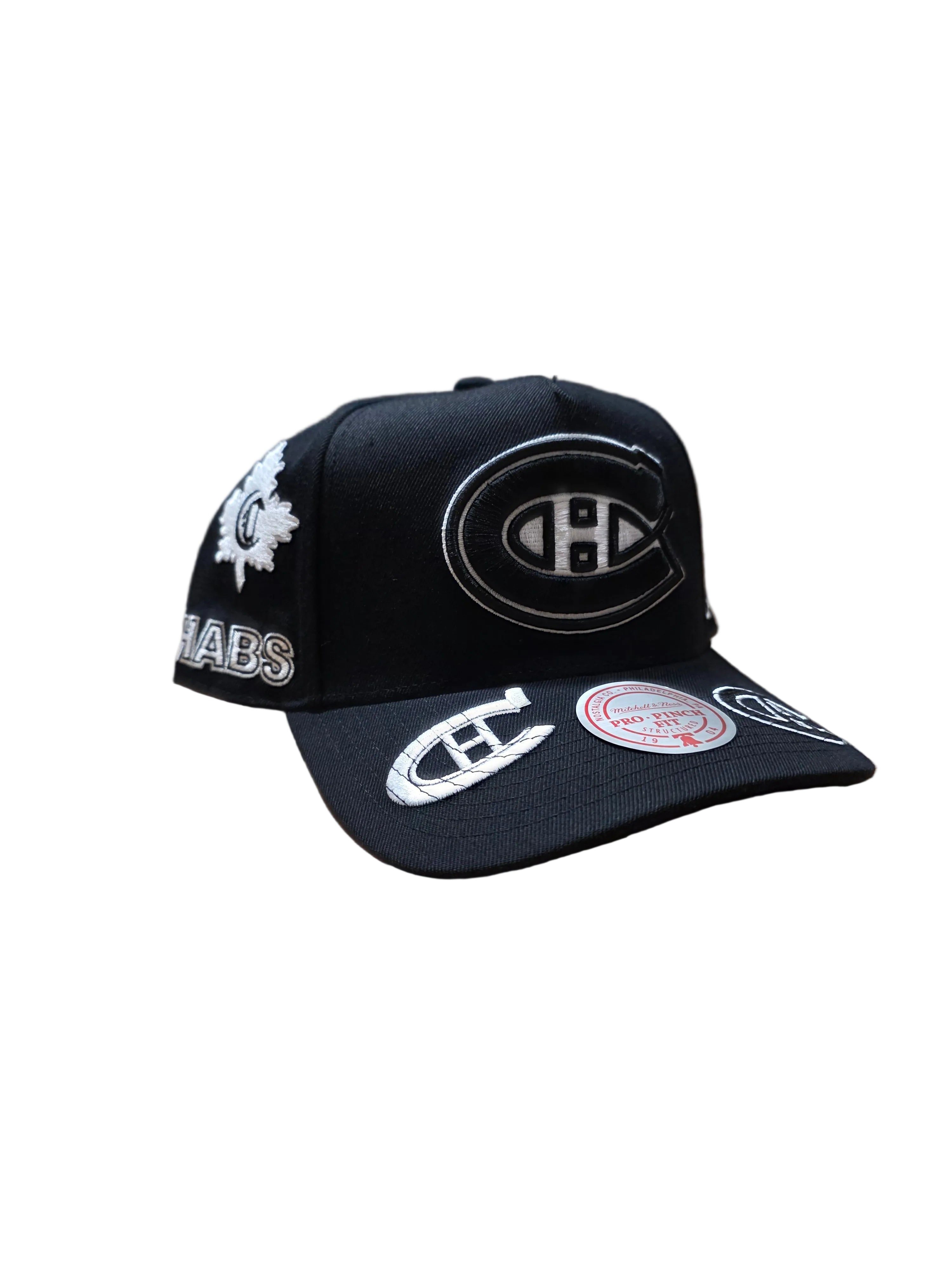 Montreal Canadiens Mitchell & Ness Men's Black Moonlight Pro Pinch Fit A-Frame Snapback Hat