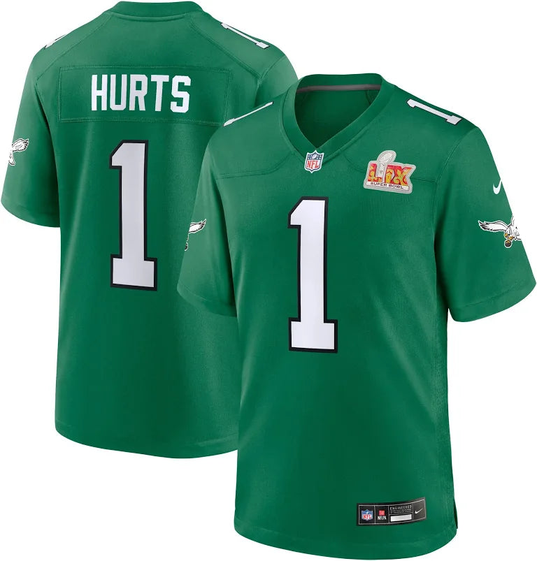 Jalen Hurts Philadelphia Eagles NFL Nike Pine Green Super Bowl LIX Match Game Jersey NFL Super Bowl LIX