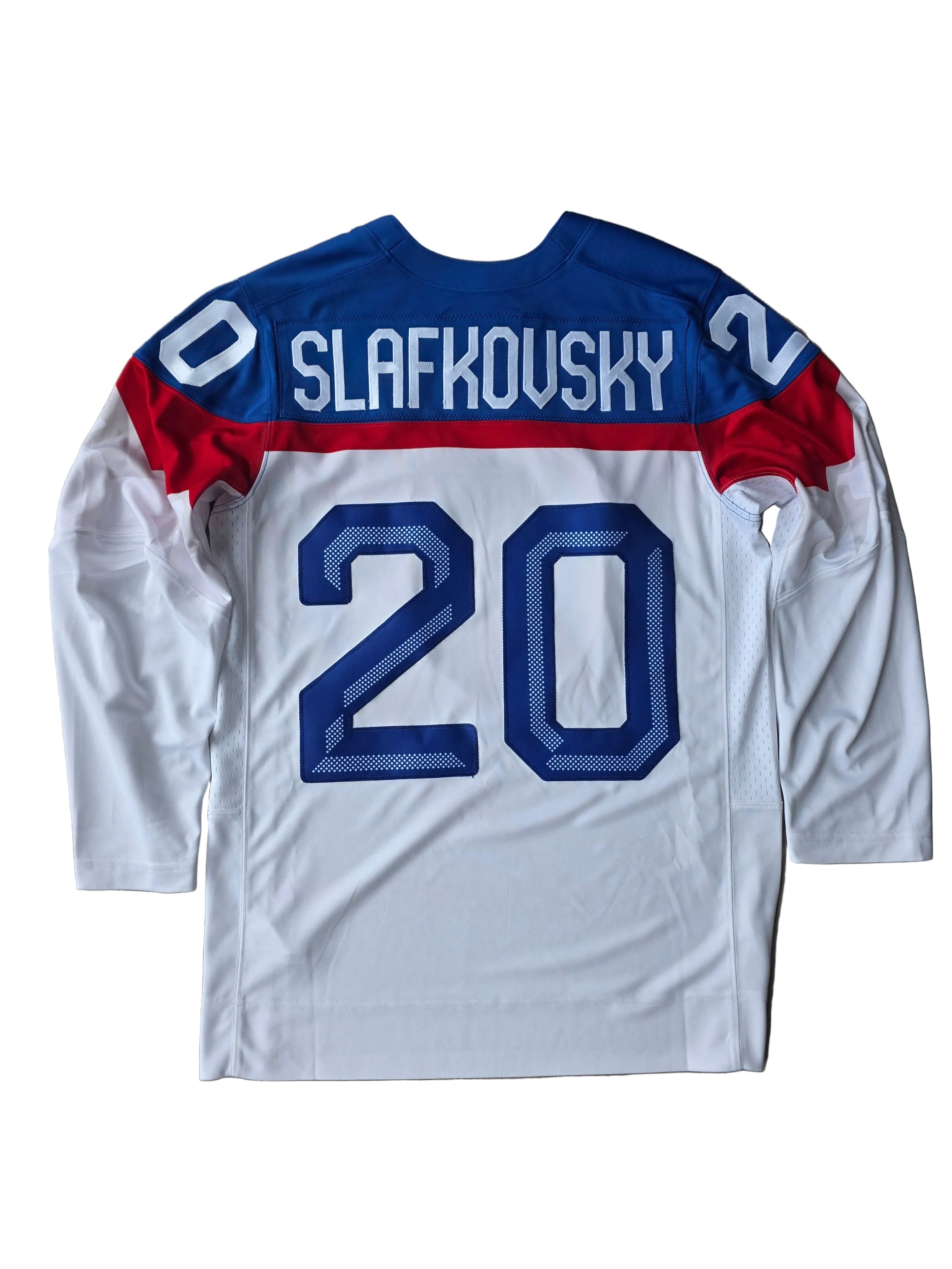 Juraj Slafkovský Slovaquie Hockey IIHF Nike pour homme Blanc 2026 Pro-Stitched Replica Maillot