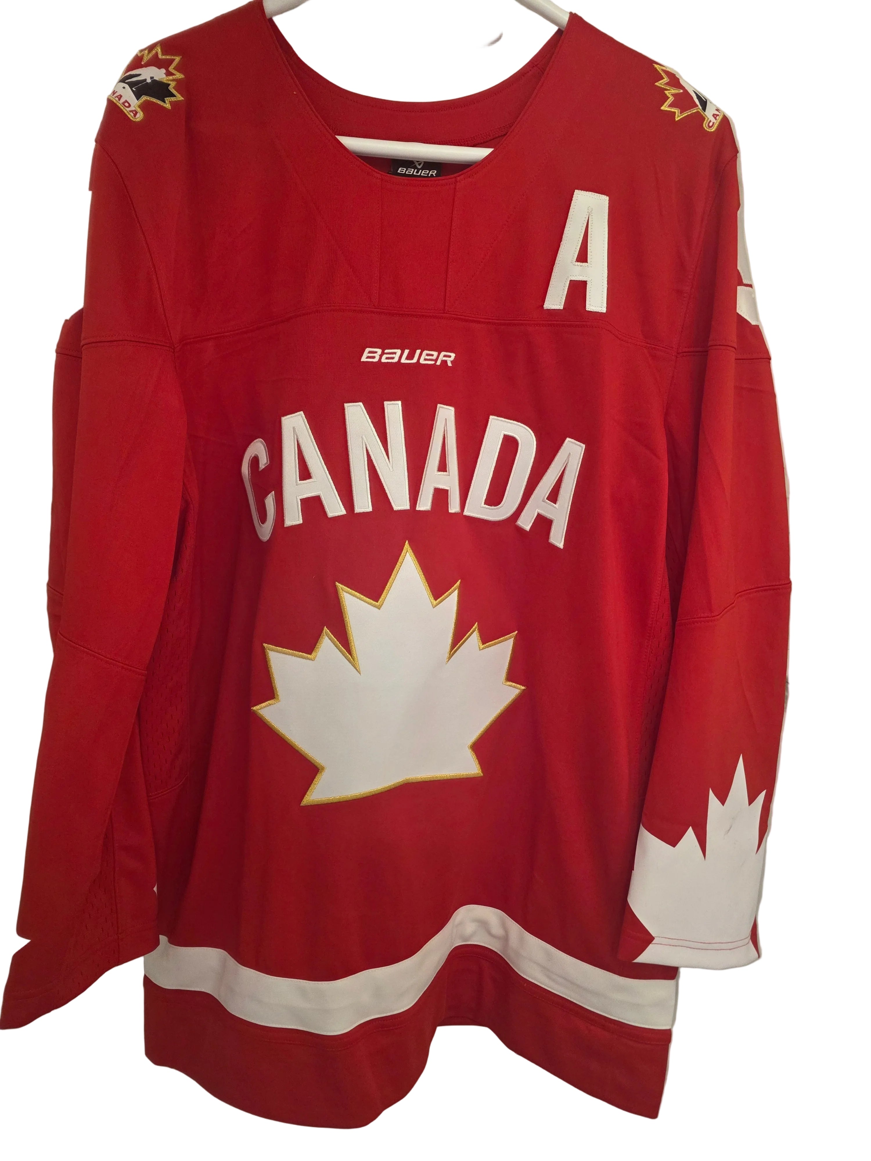 Gavin McKenna Hockey Canada IIHF Bauer Men's Red One Leaf Replica Jersey