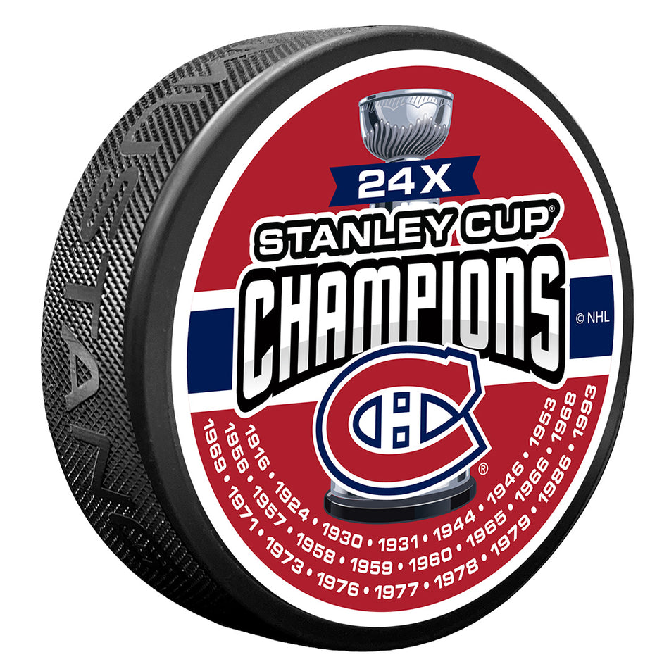Rondelle de hockey texturée des Canadiens de Montréal, 24 fois champions de la LNH