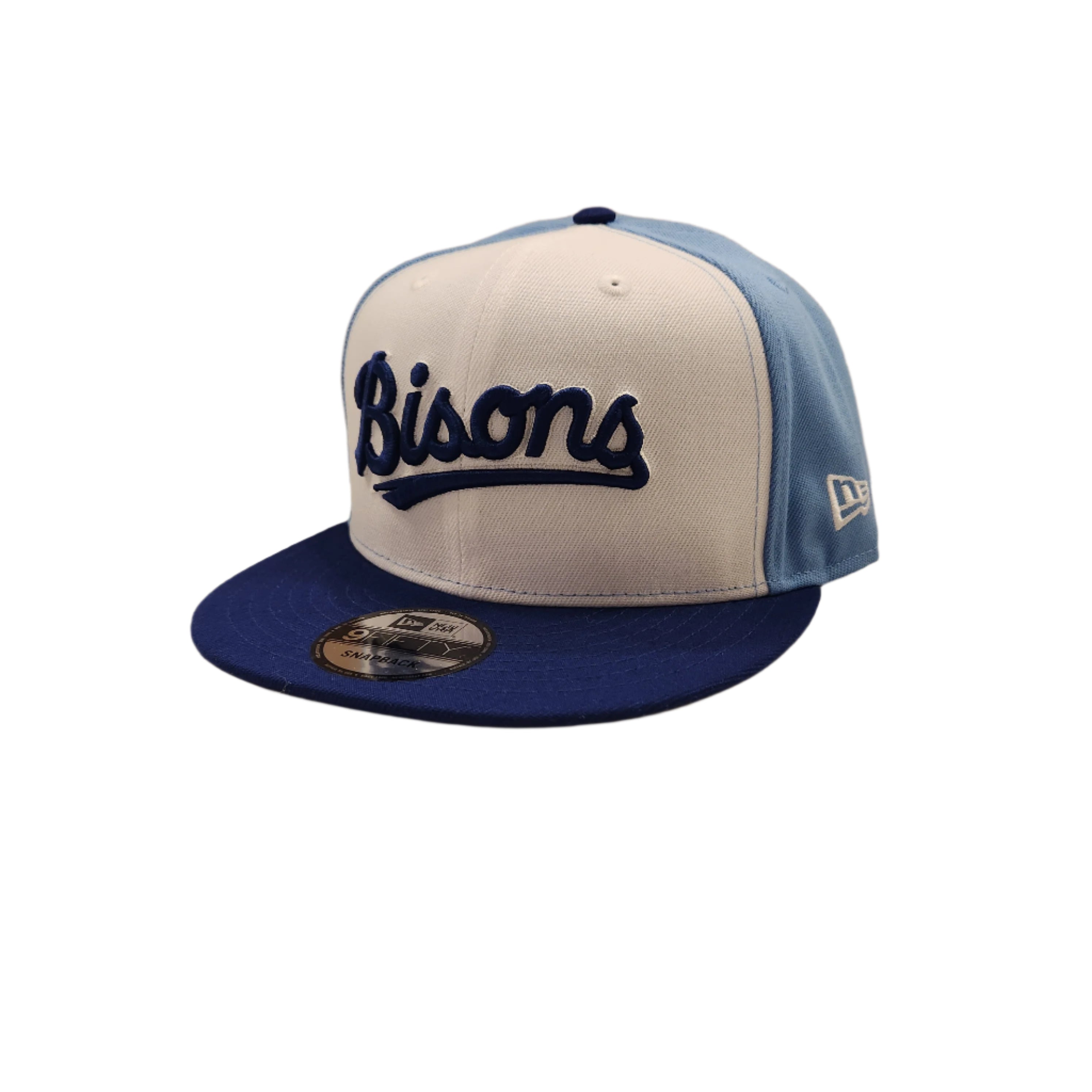Buffalo Bisons MiLB New Era Snapback 9Fifty Wordmark pour hommes, blanc/bleu clair