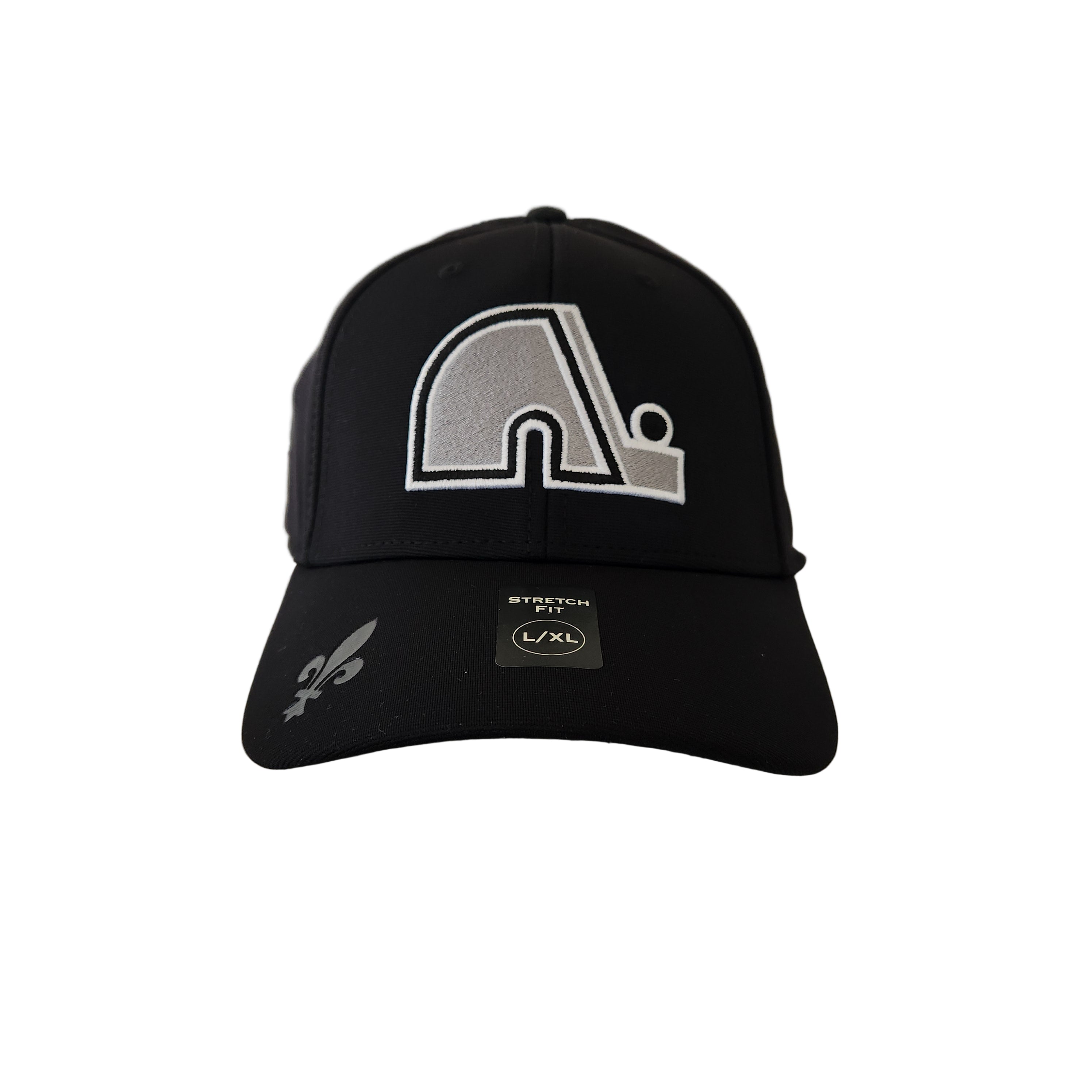Quebec Nordiques NHL American Needle Men's Black Vintage Platinum E-Boss Stretch Fit Hat