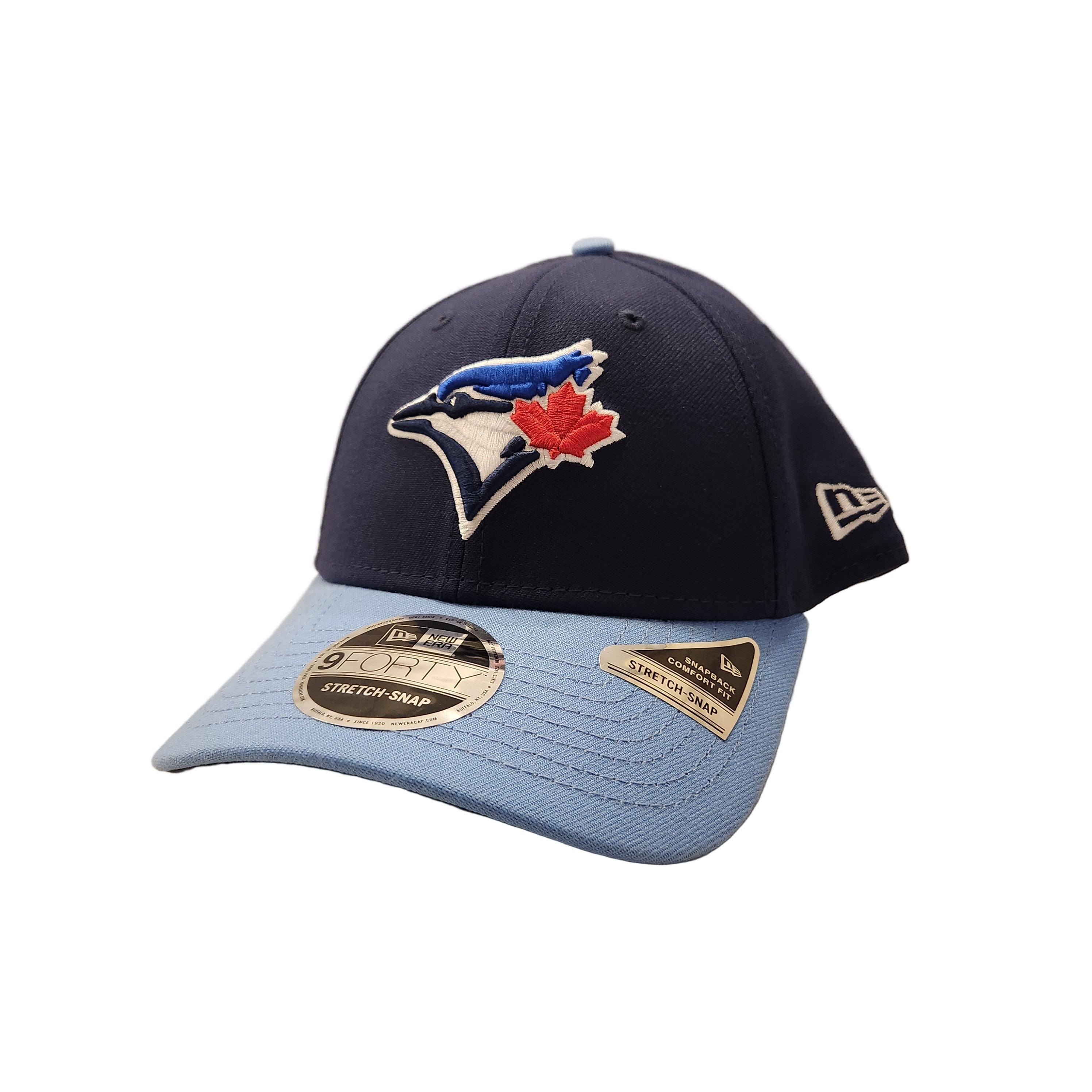 Casquette snapback extensible New Era 9Forty M-Crown pour homme, bleu marine/bleu royal, aux couleurs des Blue Jays de Toronto (MLB).
