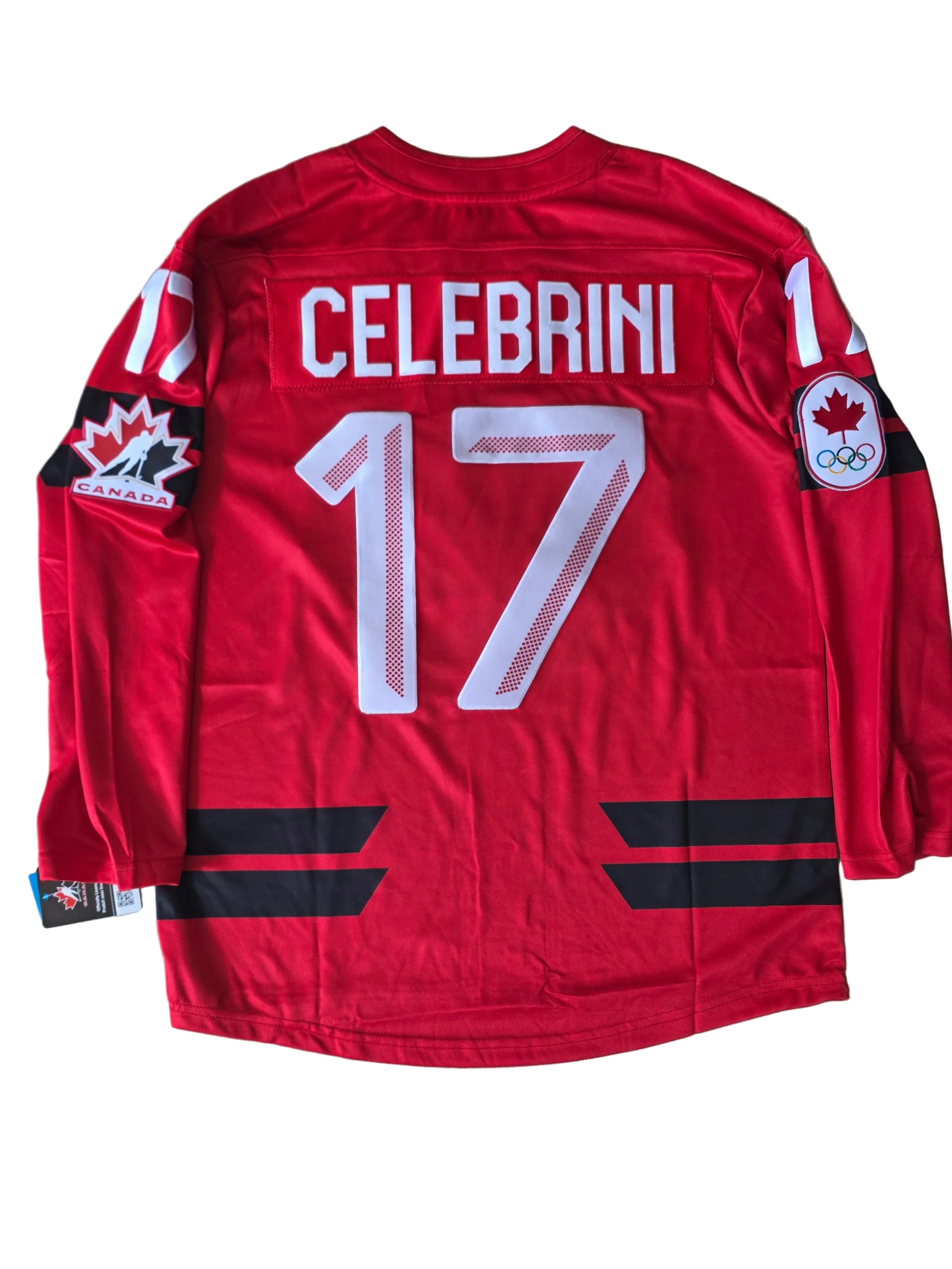 Maillot réplique professionnel Macklin Celebrini Hockey Canada IIHF Bauer Homme Rouge 2026 brodé