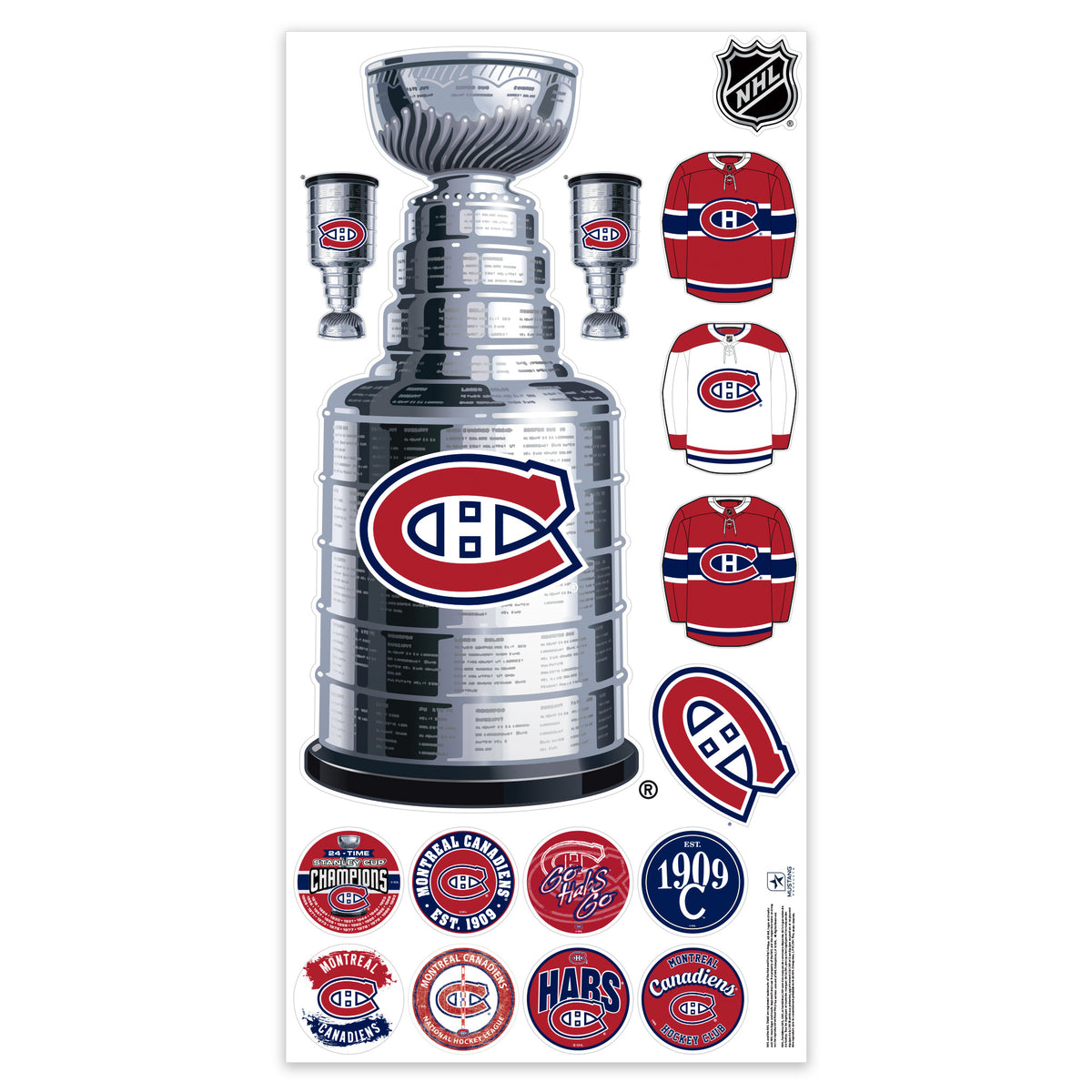 Montreal Canadiens NHL 28"x50" Stanley Cup Wall Vinyl Decal