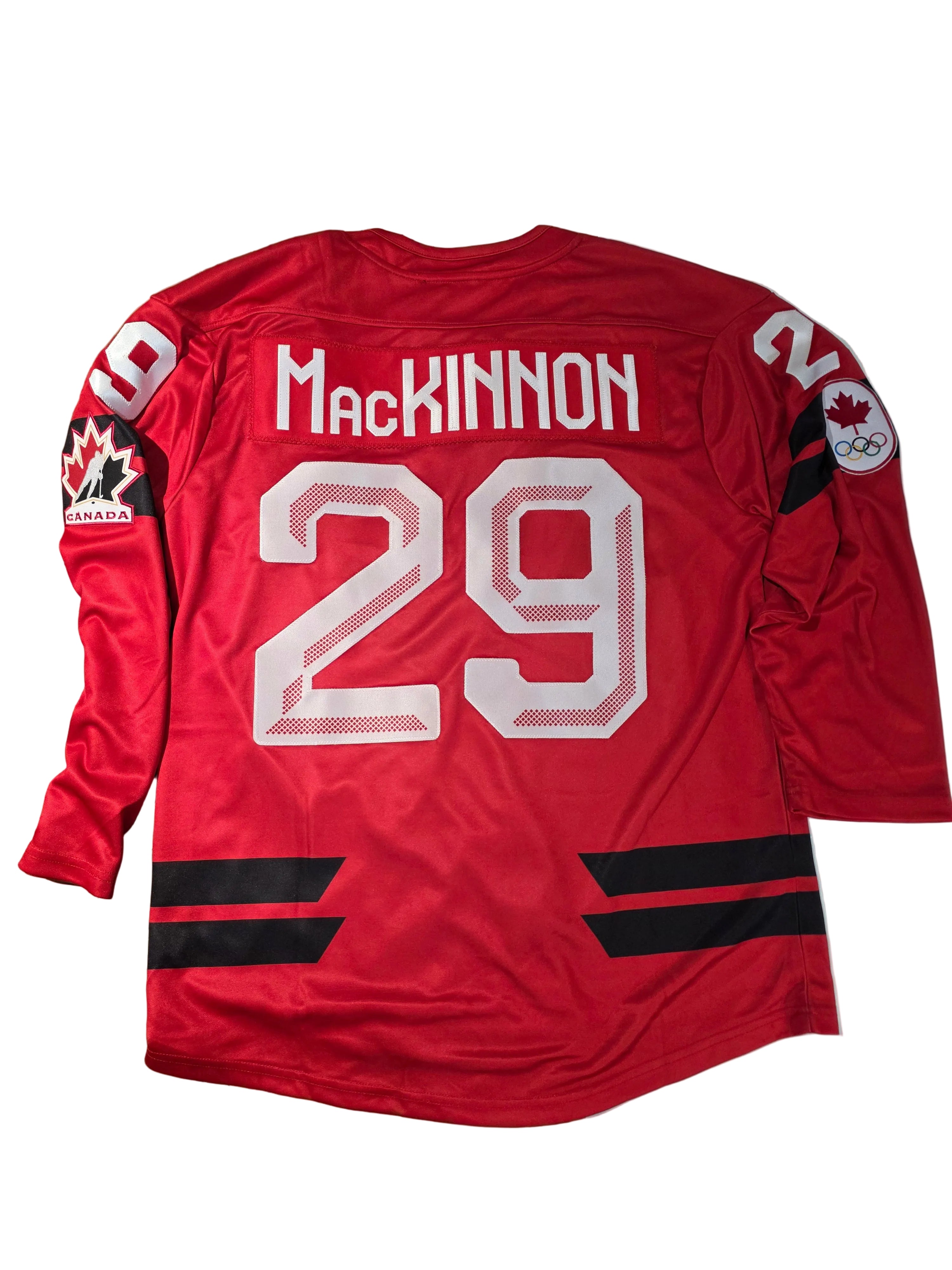 Maillot réplique rouge 2026 de Nathan MacKinnon, Hockey Canada IIHF Bauer, cousu professionnel
