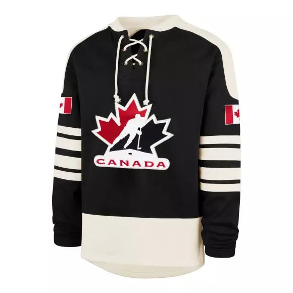 Hockey Canada IIHF 47 Brand Men's Black Golden Age Sweep Check Eternal Lacer Sweater