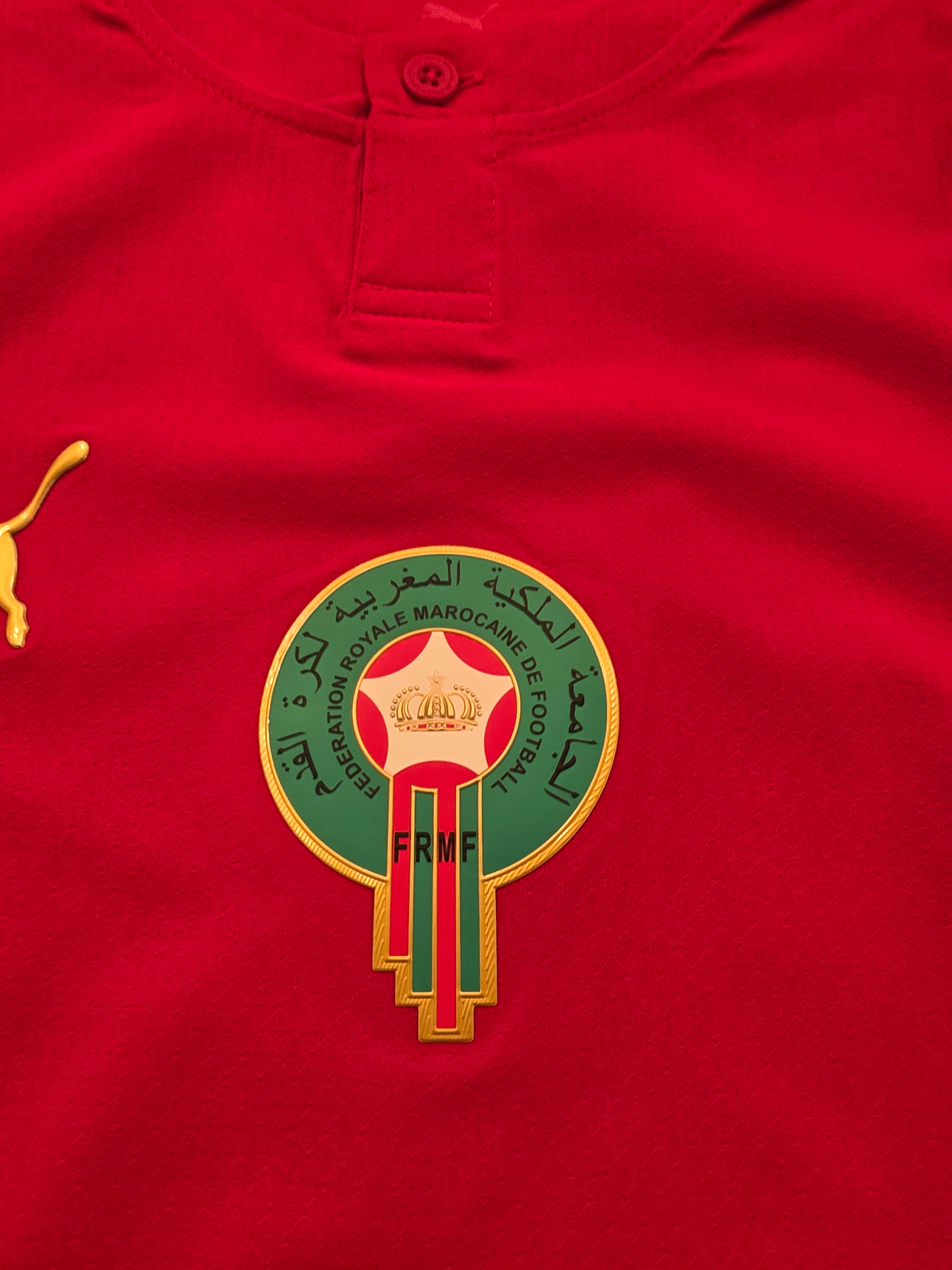 Maillot authentique FIFA Puma rouge 2026 de l'équipe nationale du Maroc