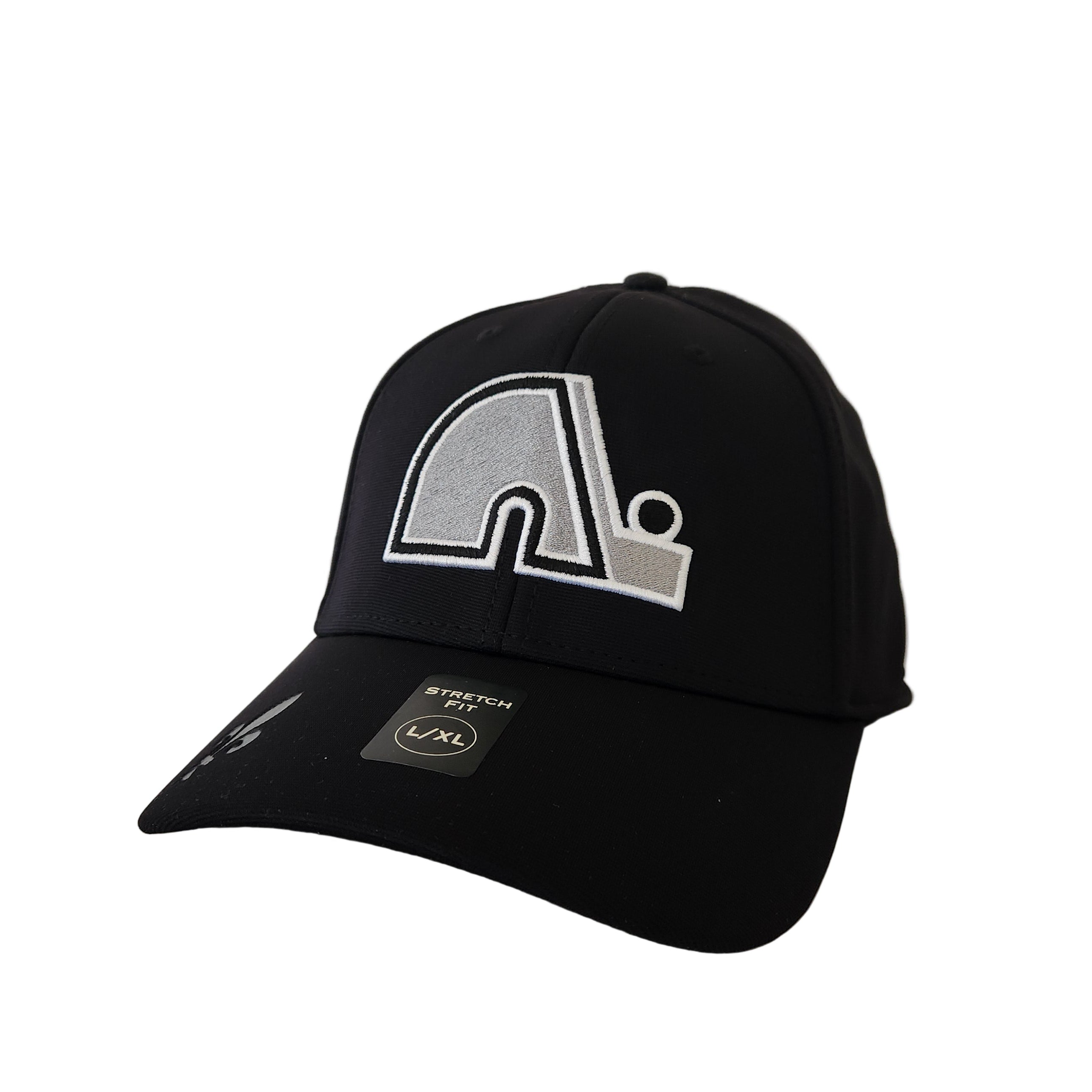Quebec Nordiques NHL American Needle Men's Black Vintage Platinum E-Boss Stretch Fit Hat
