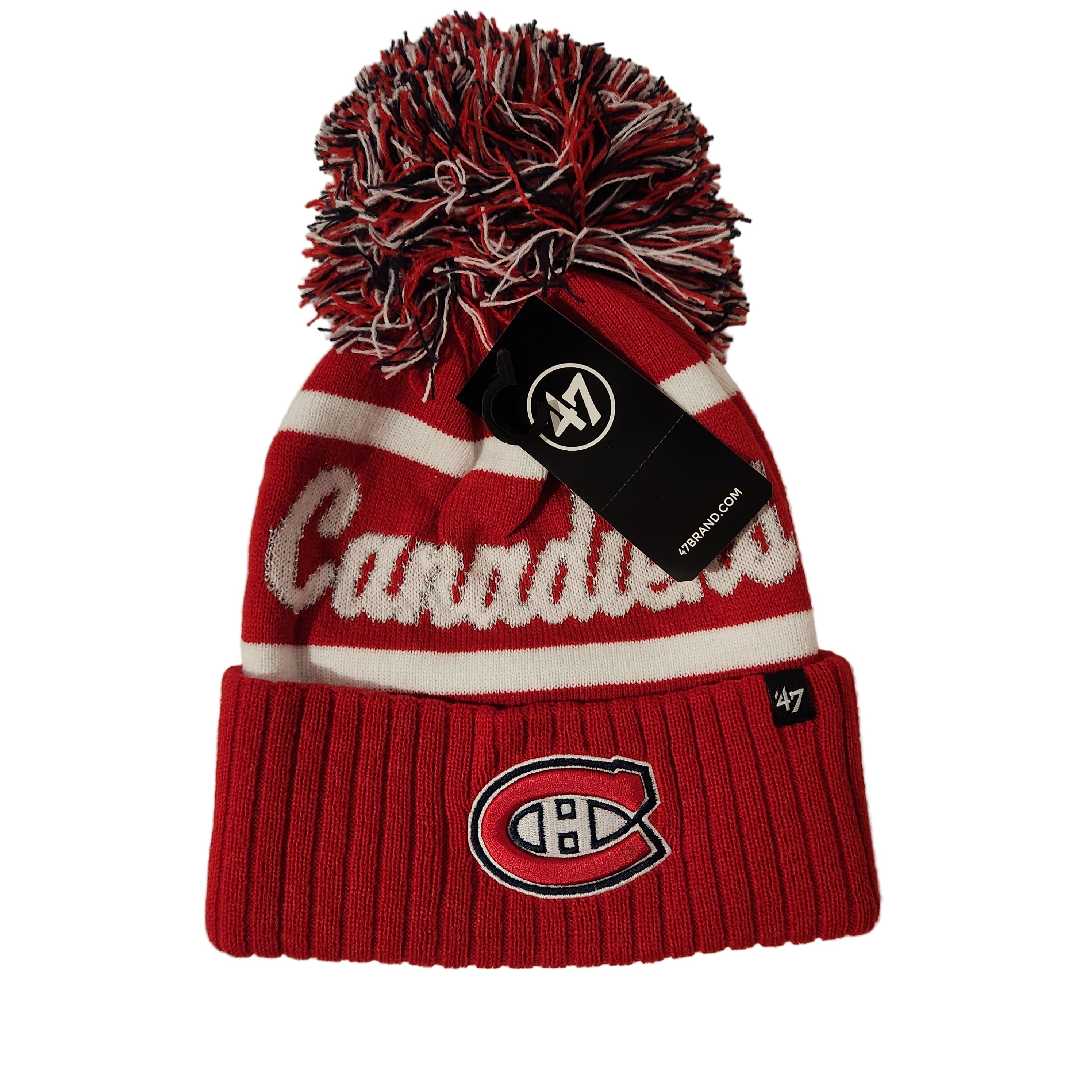 Pull à pompons rouges à revers style Spirited pour femme, marque 47, des Canadiens de Montréal (NHL).