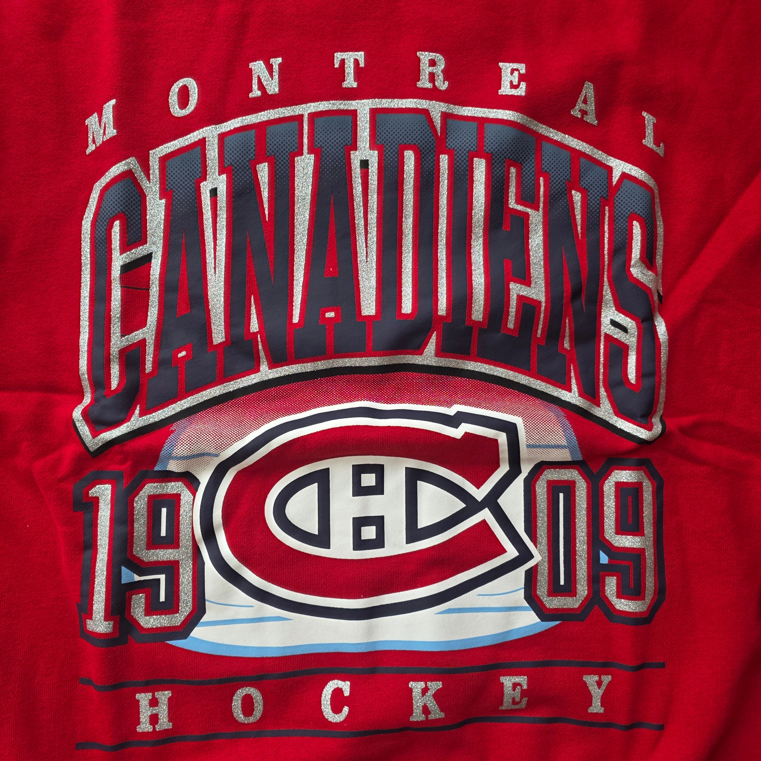 Montreal Canadiens NHL 47 Brand Women's Red Go Big Oversized Crew Sweater