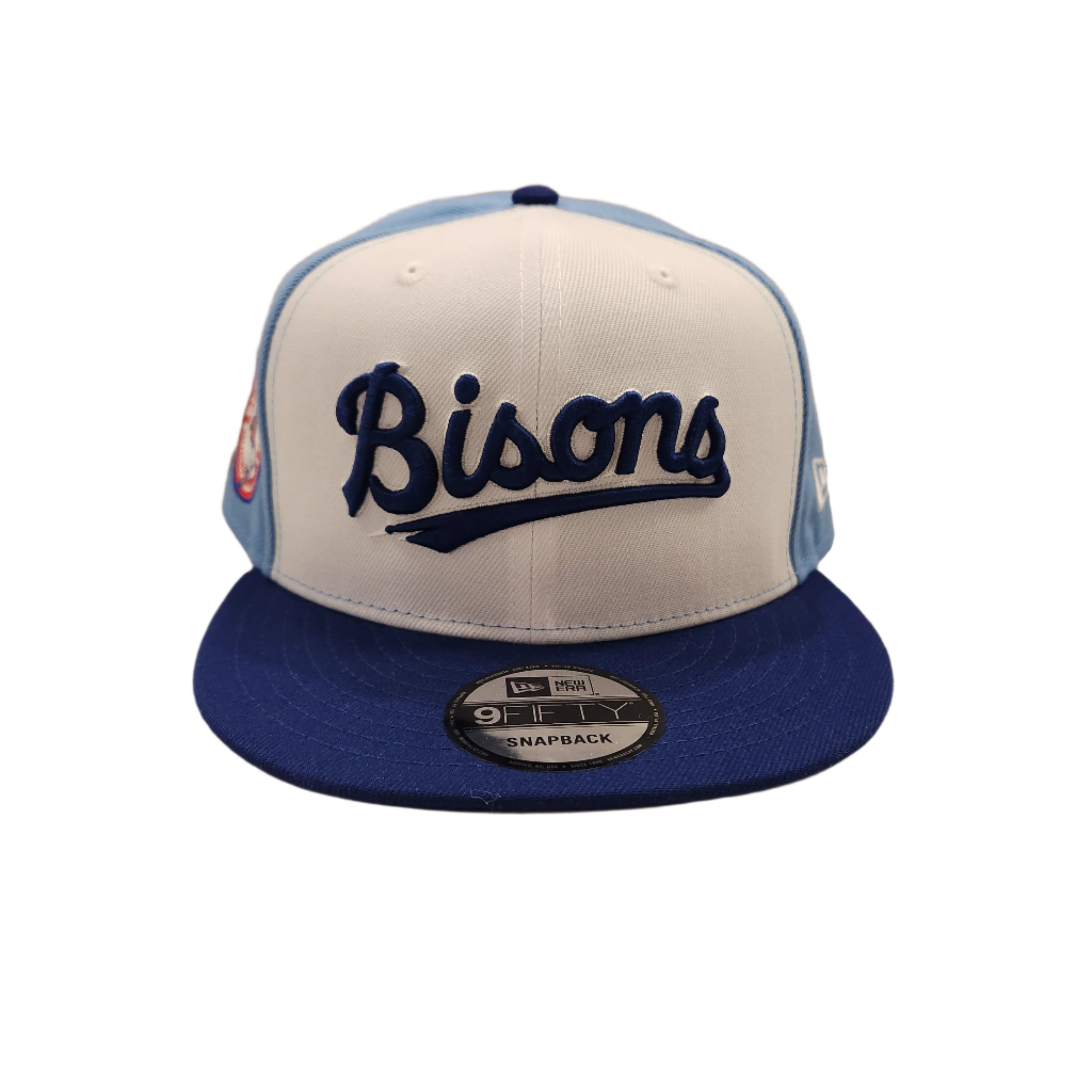 Buffalo Bisons MiLB New Era Snapback 9Fifty Wordmark pour hommes, blanc/bleu clair