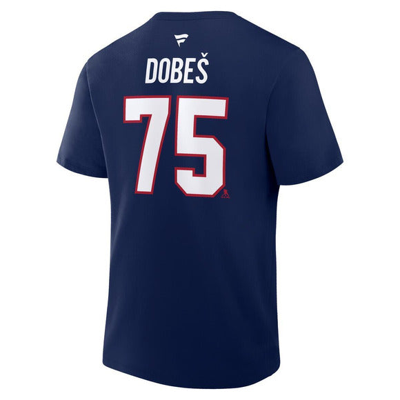 T-shirt authentique bleu marine Jakub Dobes des Canadiens de Montréal NHL Fanatics pour homme
