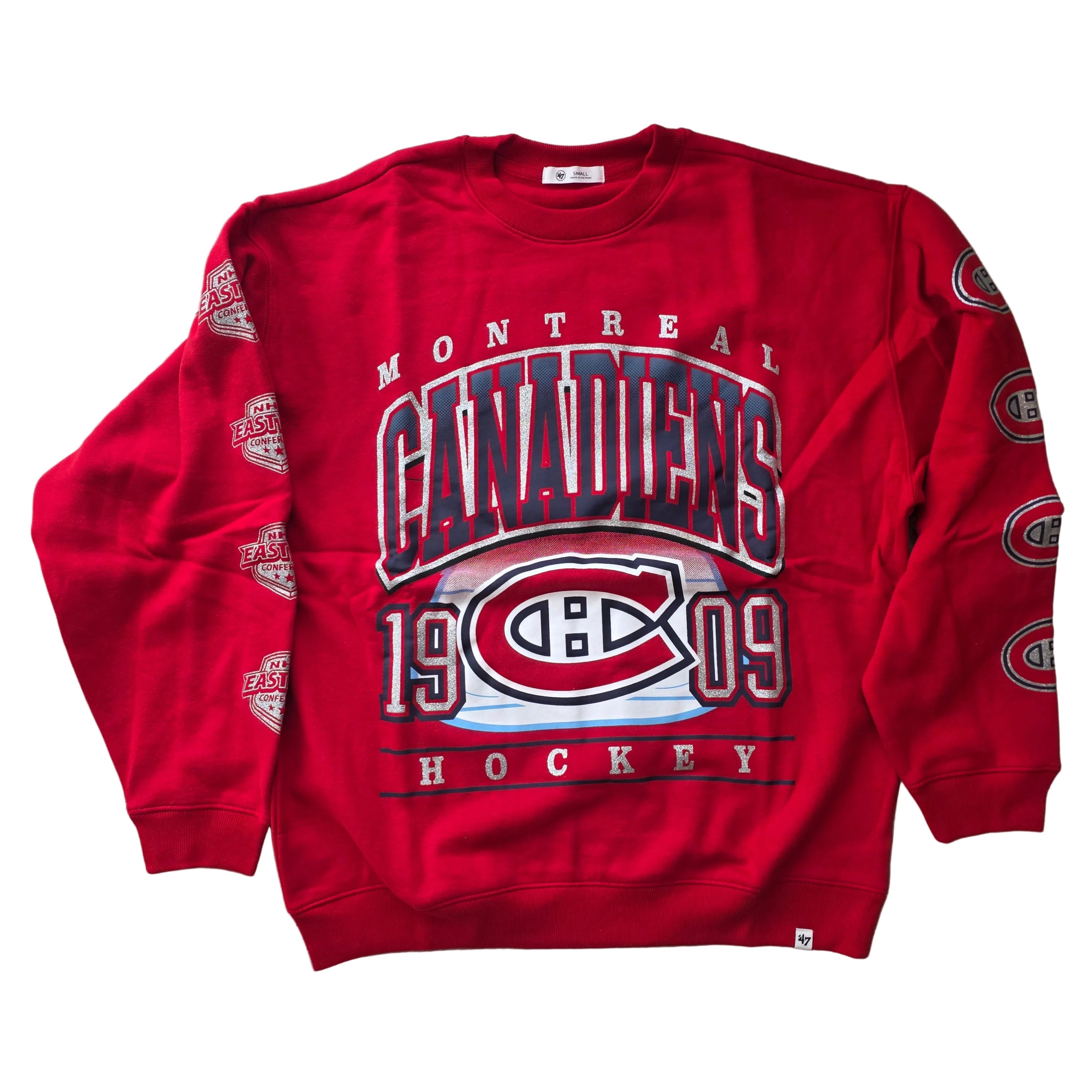 Montreal Canadiens NHL 47 Brand Women's Red Go Big Oversized Crew Sweater