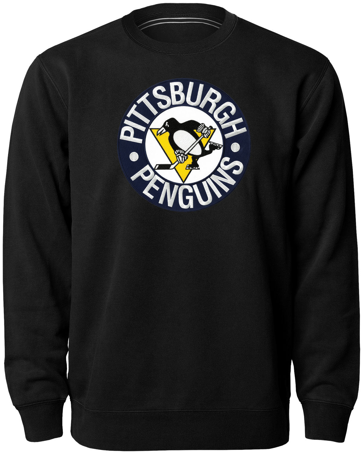 Pull ras du cou en sergé noir pour homme avec logo vintage Express des Penguins de Pittsburgh, Bulletin de la LNH