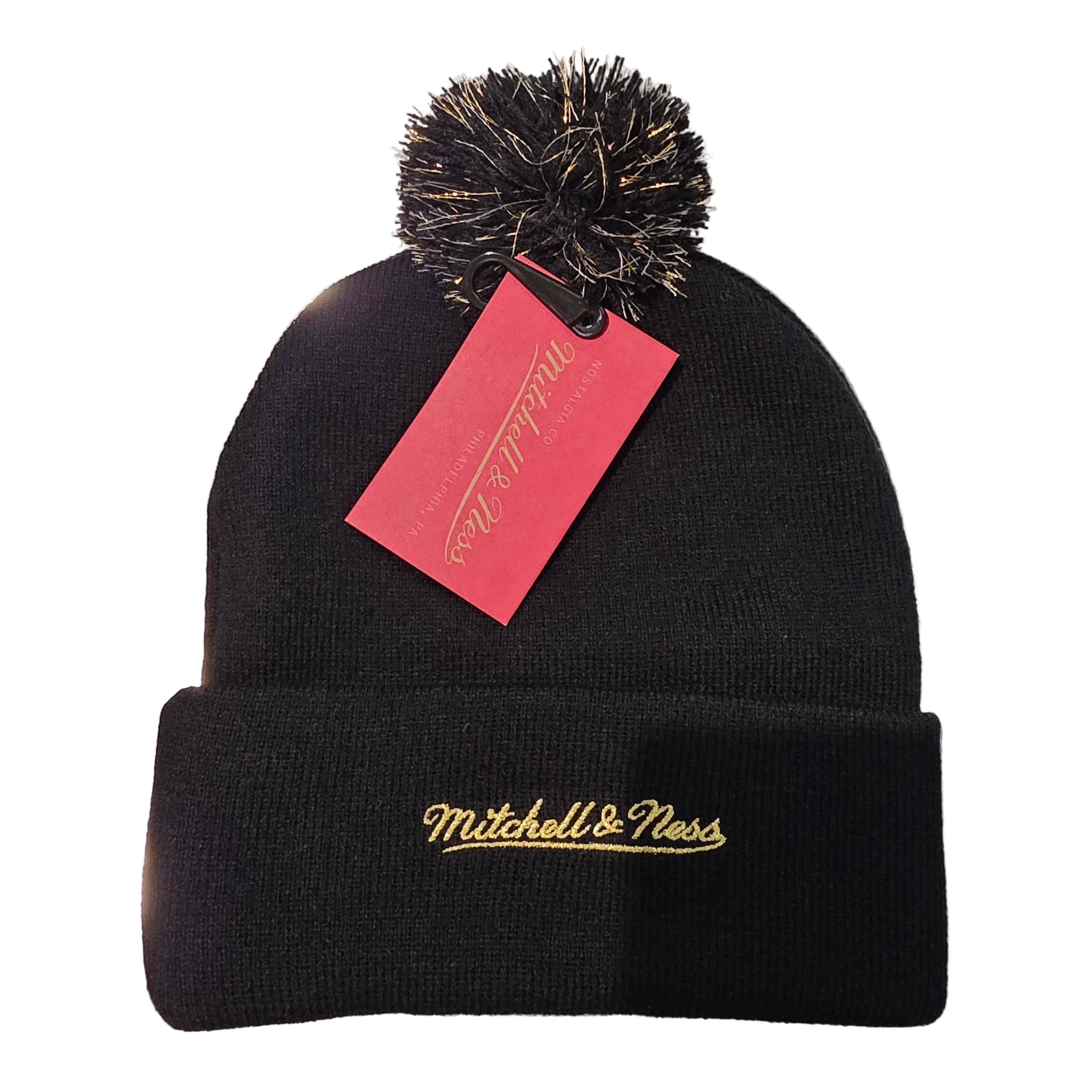Montreal Canadiens Mitchell & Ness Men's Black Golden Goalie Mask Cuffed Knit Pom Hat