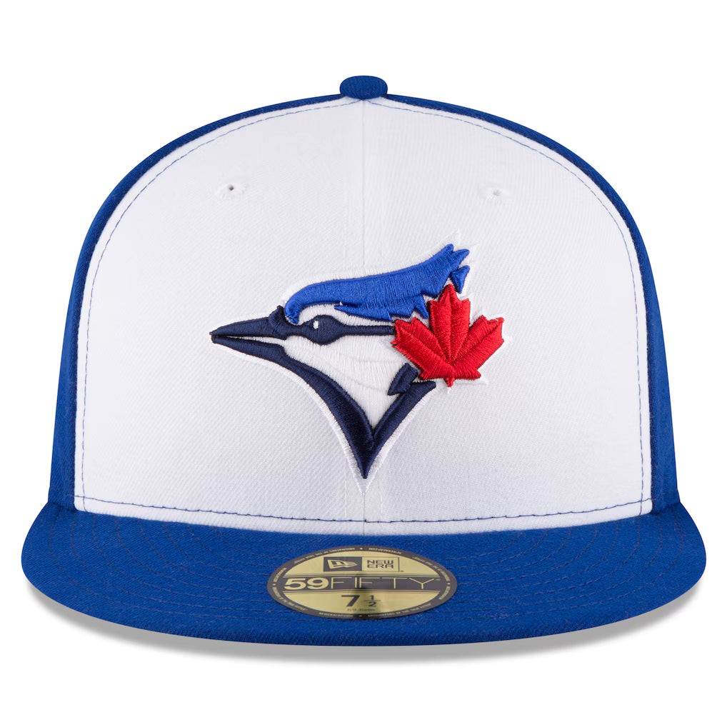Casquette ajustée Toronto Blue Jays MLB New Era pour homme, blanc/royal, 59Fifty 50e anniversaire Collection authentique