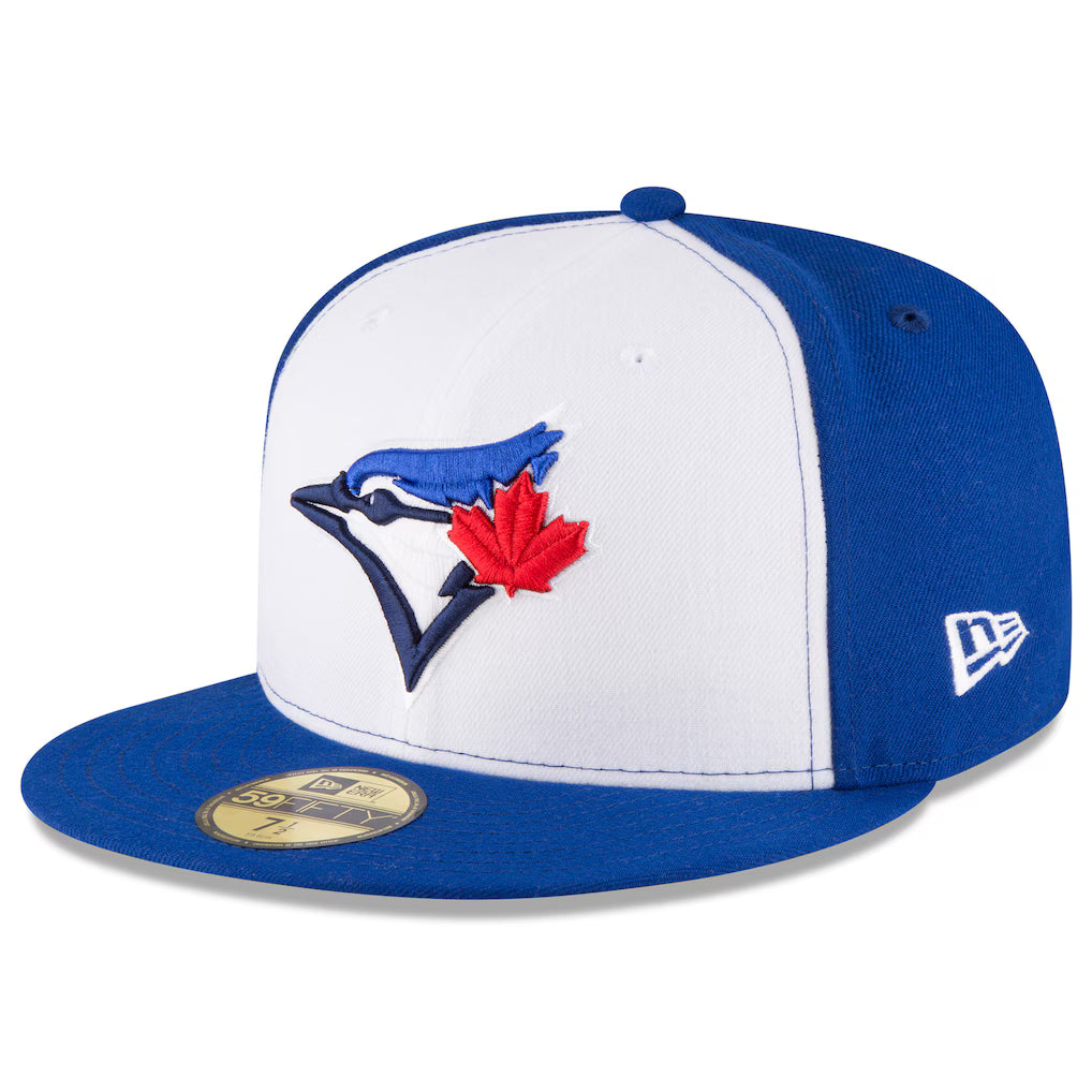 Casquette ajustée Toronto Blue Jays MLB New Era pour homme, blanc/royal, 59Fifty 50e anniversaire Collection authentique