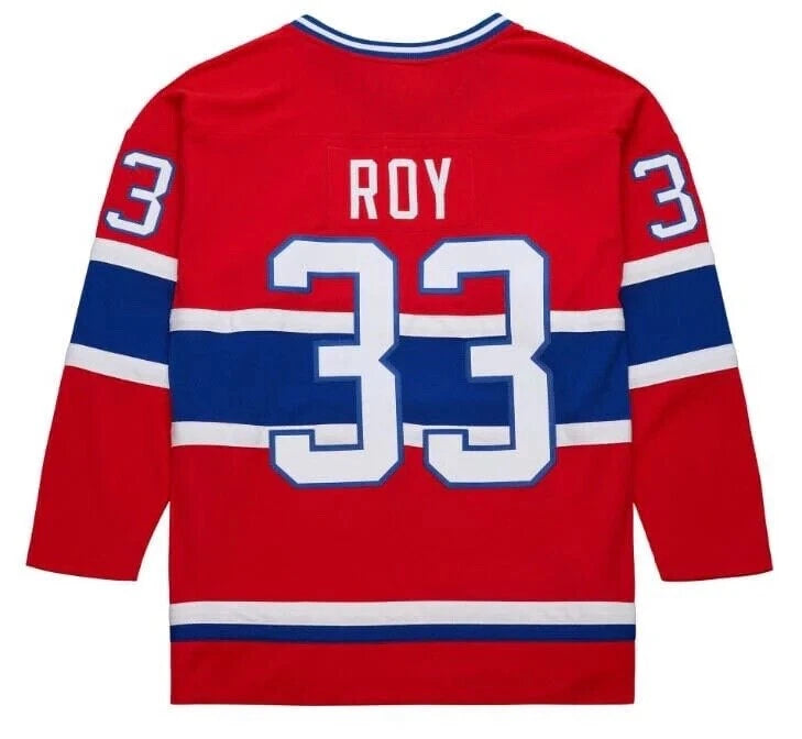 Maillot authentique rouge pour homme de Patrick Roy, Canadiens de Montréal, Mitchell & Ness, édition 1992, Power Play, de la LNH, porté par Patrick Roy.