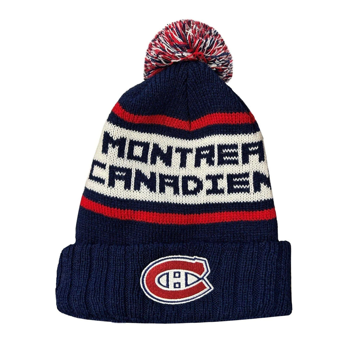 Montreal Canadiens NHL American Needle Men's Navy Pillow Line Cuff Pom Knit