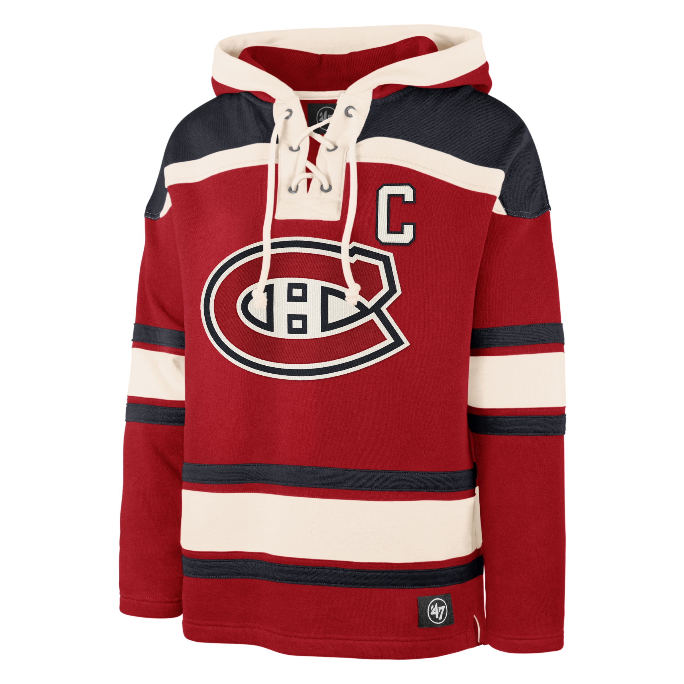 Nick Suzuki Canadiens de Montréal NHL 47 Brand Sweat à capuche rouge épais Lacer pour hommes