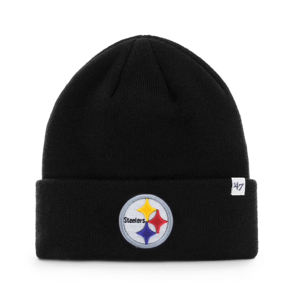 Pittsburgh Steelers NFL 47 Brand Bonnet en tricot noir à revers surélevé pour hommes