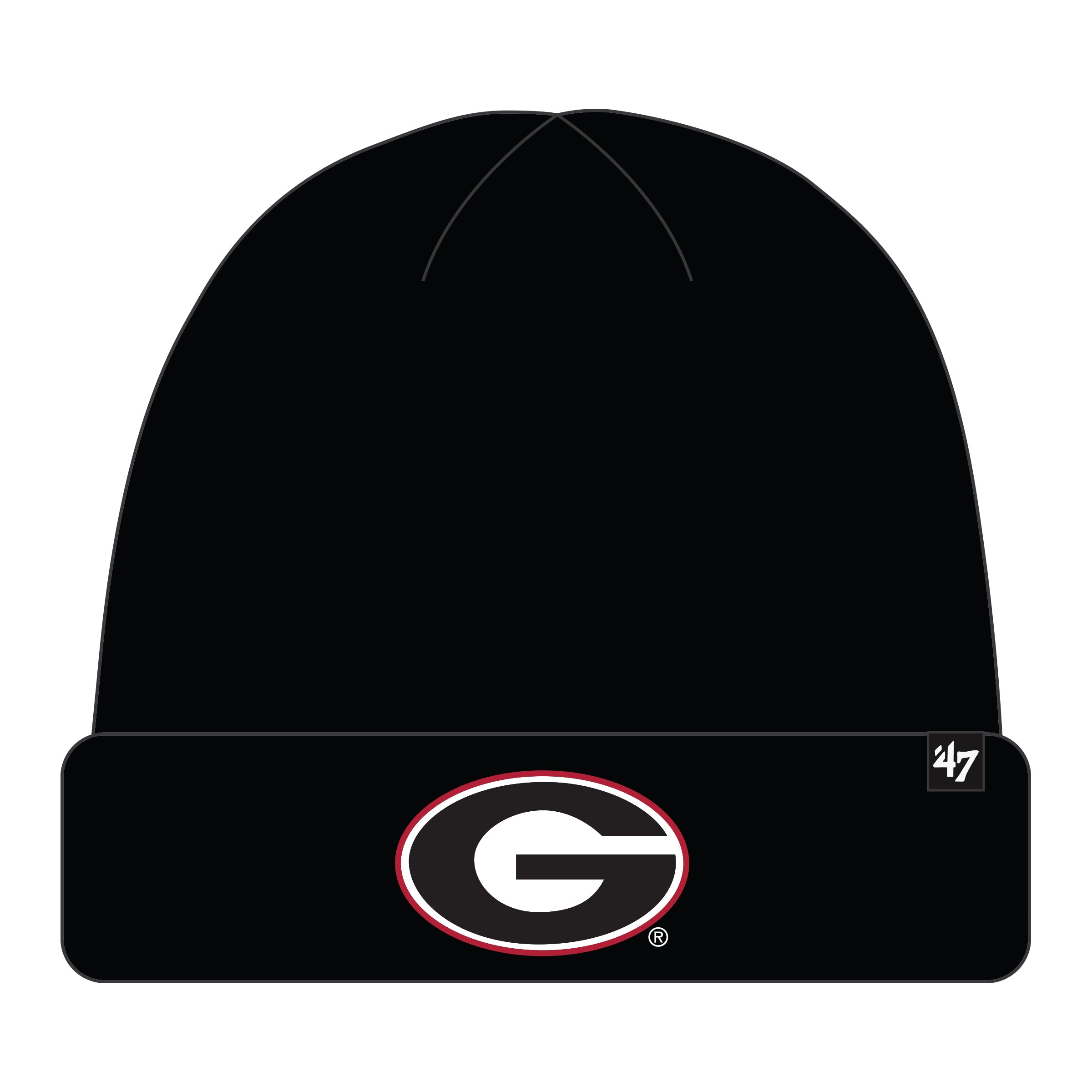 Bonnet tricoté à revers surélevé noir pour homme de la marque NCAA 47 des Georgia Bulldogs