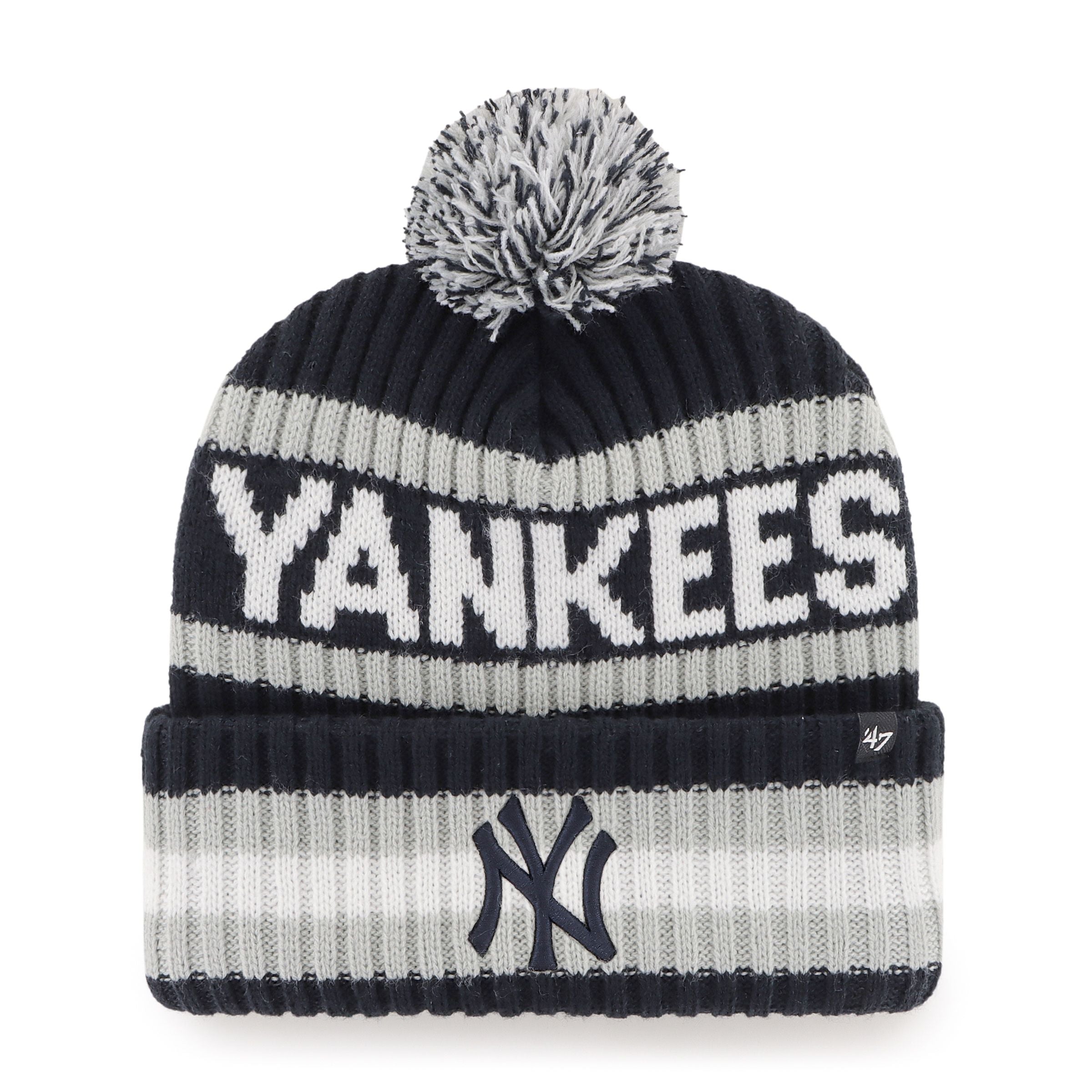Bonnet tricoté à pompon Bering bleu marine/gris pour homme de la marque MLB 47 Yankees de New York