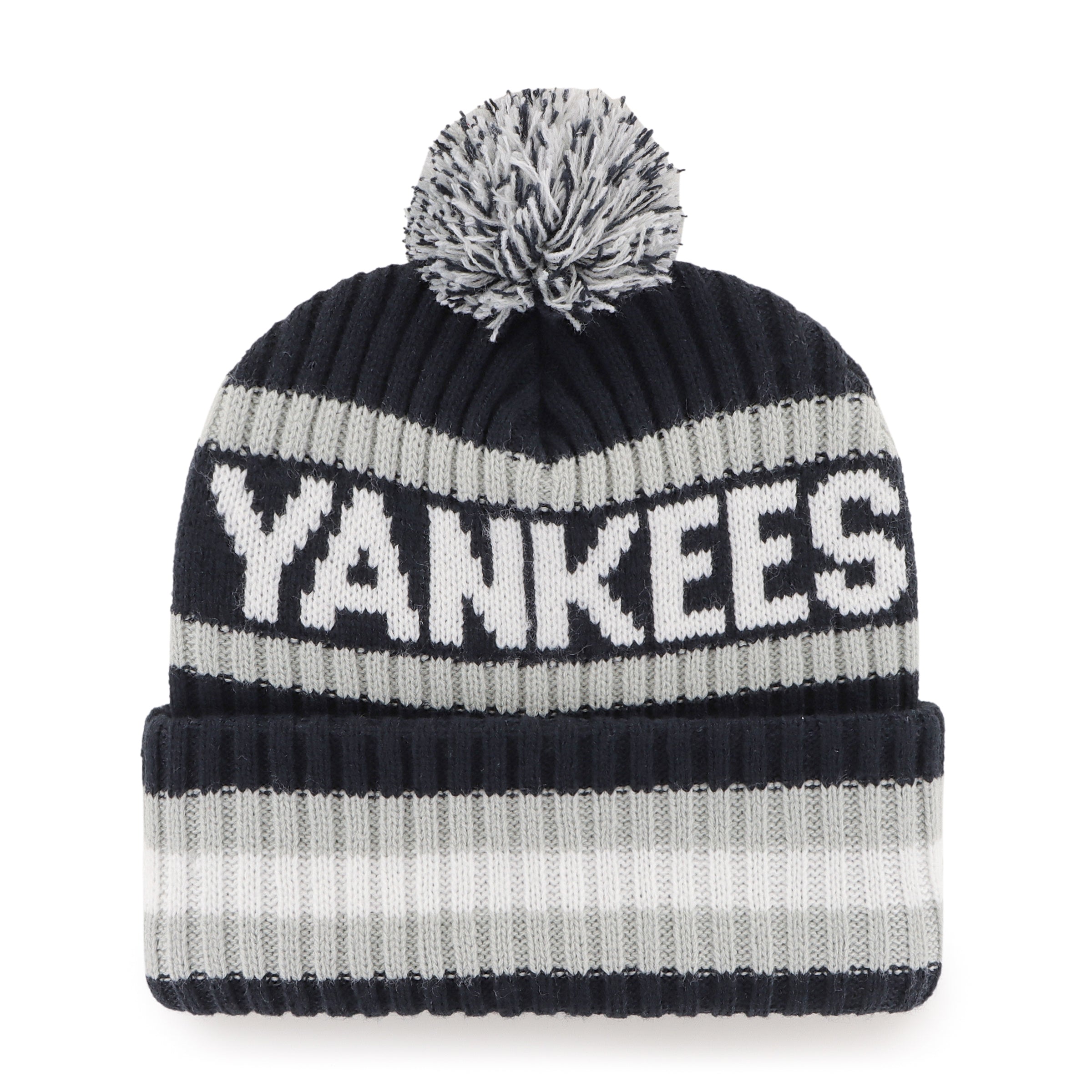 New York Yankees MLB 47 Brand Men's Navy/Grey Bering Cuff Pom Knit