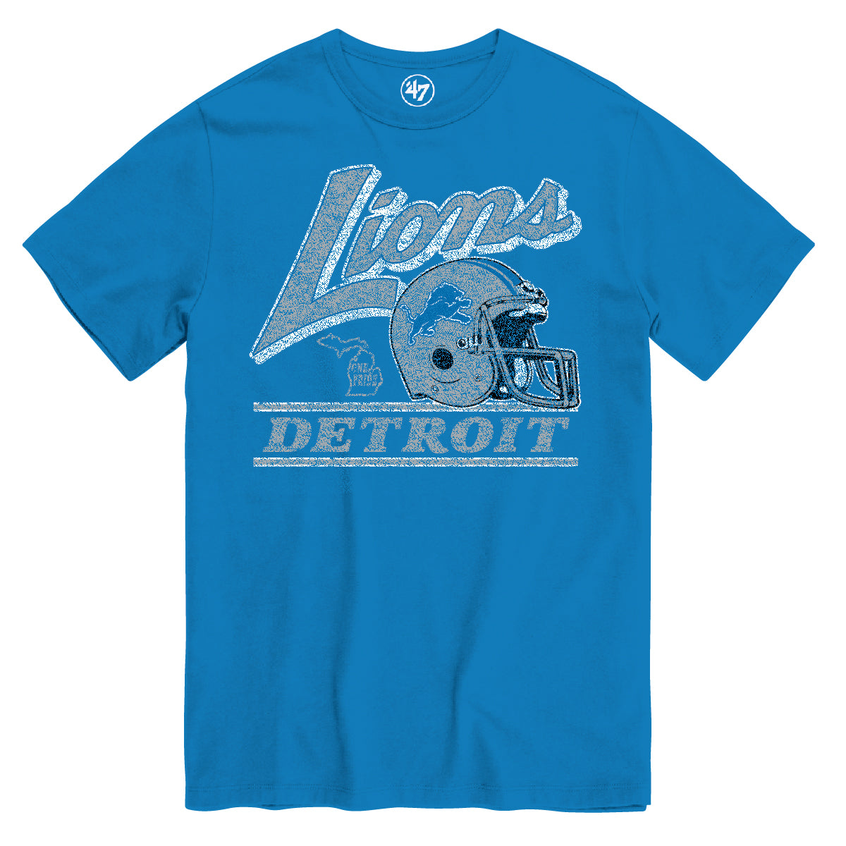 T-shirt bleu clair Fly By pour homme de la marque NFL 47 des Lions de Detroit