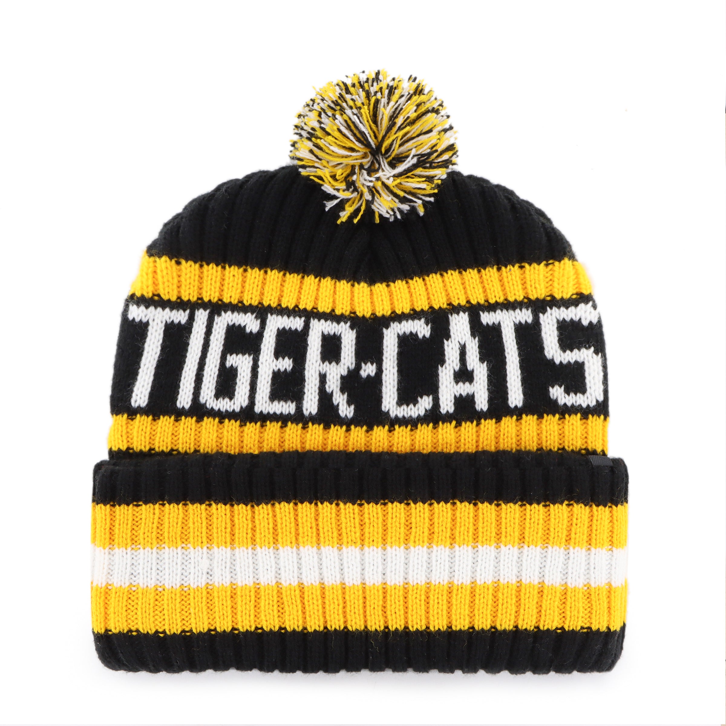 Hamilton Tiger-Cats CFL 47 Brand Men's Black/Yellow Bering Cuff Pom Knit
