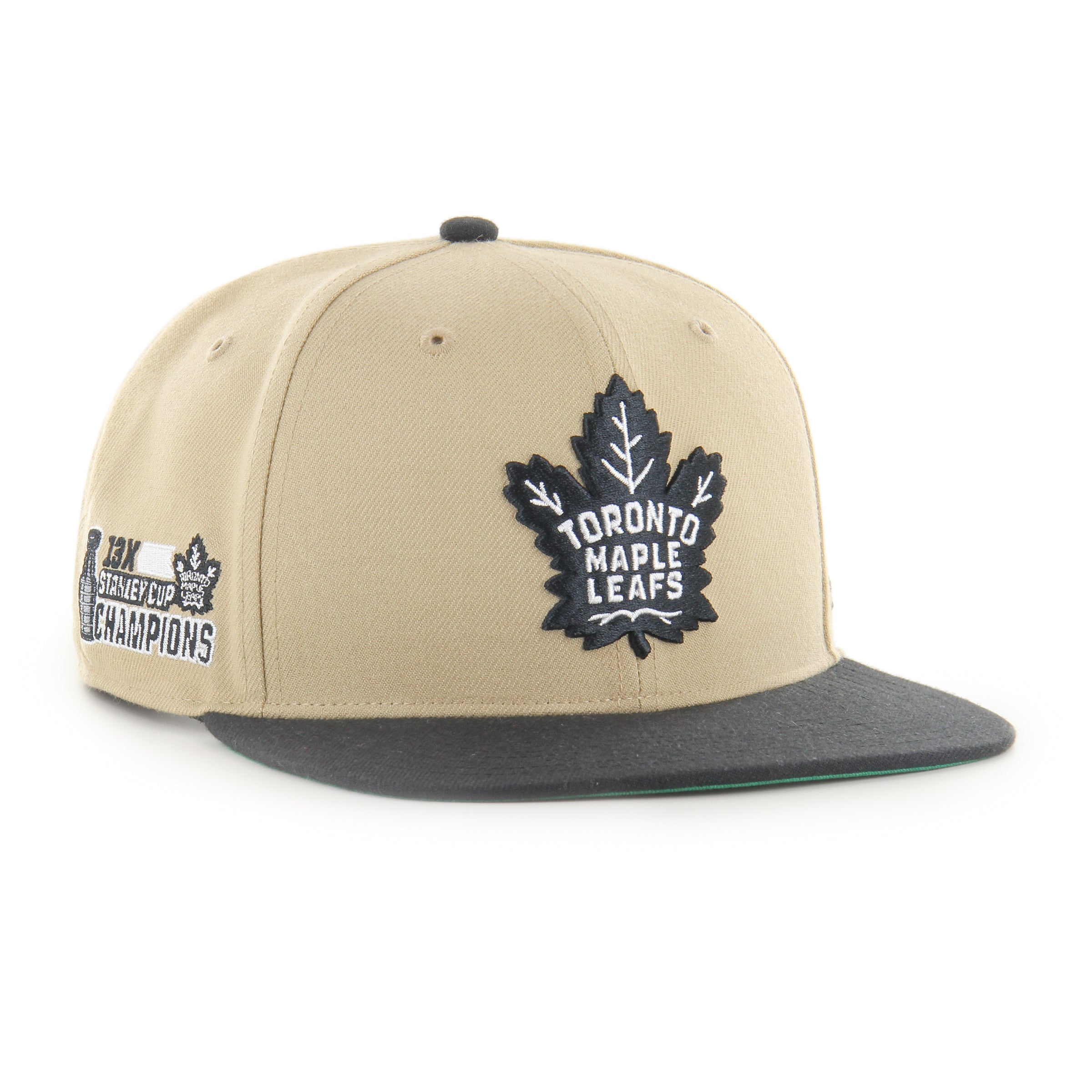 Casquette snapback de capitaine NHL 47 Brand pour homme des Maple Leafs de Toronto, couleur sable noir
