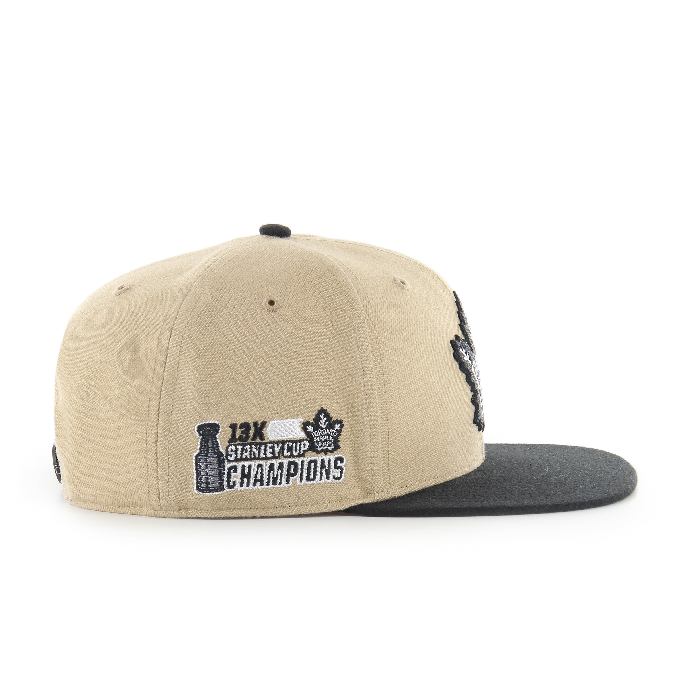 Casquette snapback de capitaine NHL 47 Brand pour homme des Maple Leafs de Toronto, couleur sable noir