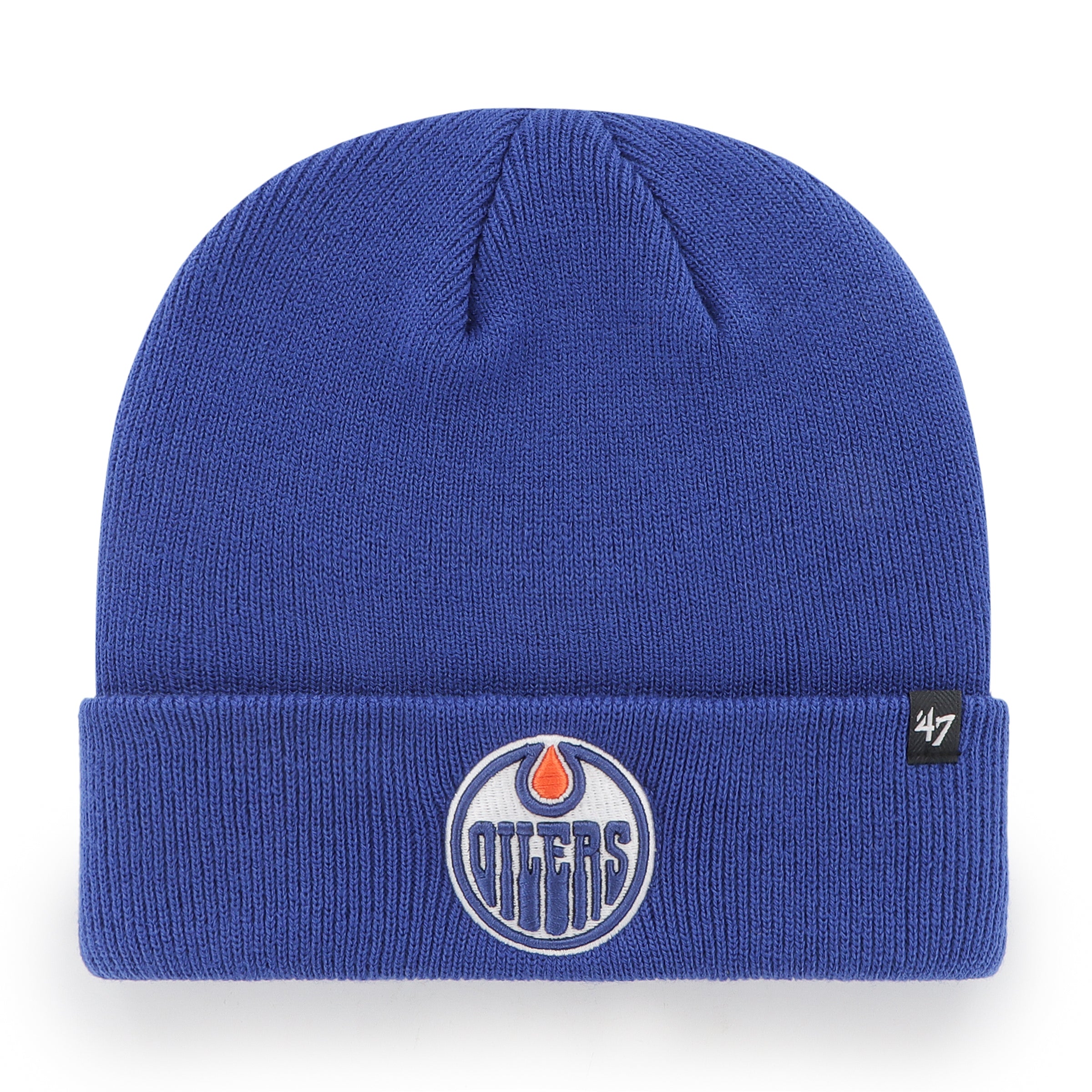 Bonnet en tricot à revers surélevé royal pour homme de la marque NHL 47 des Oilers d'Edmonton