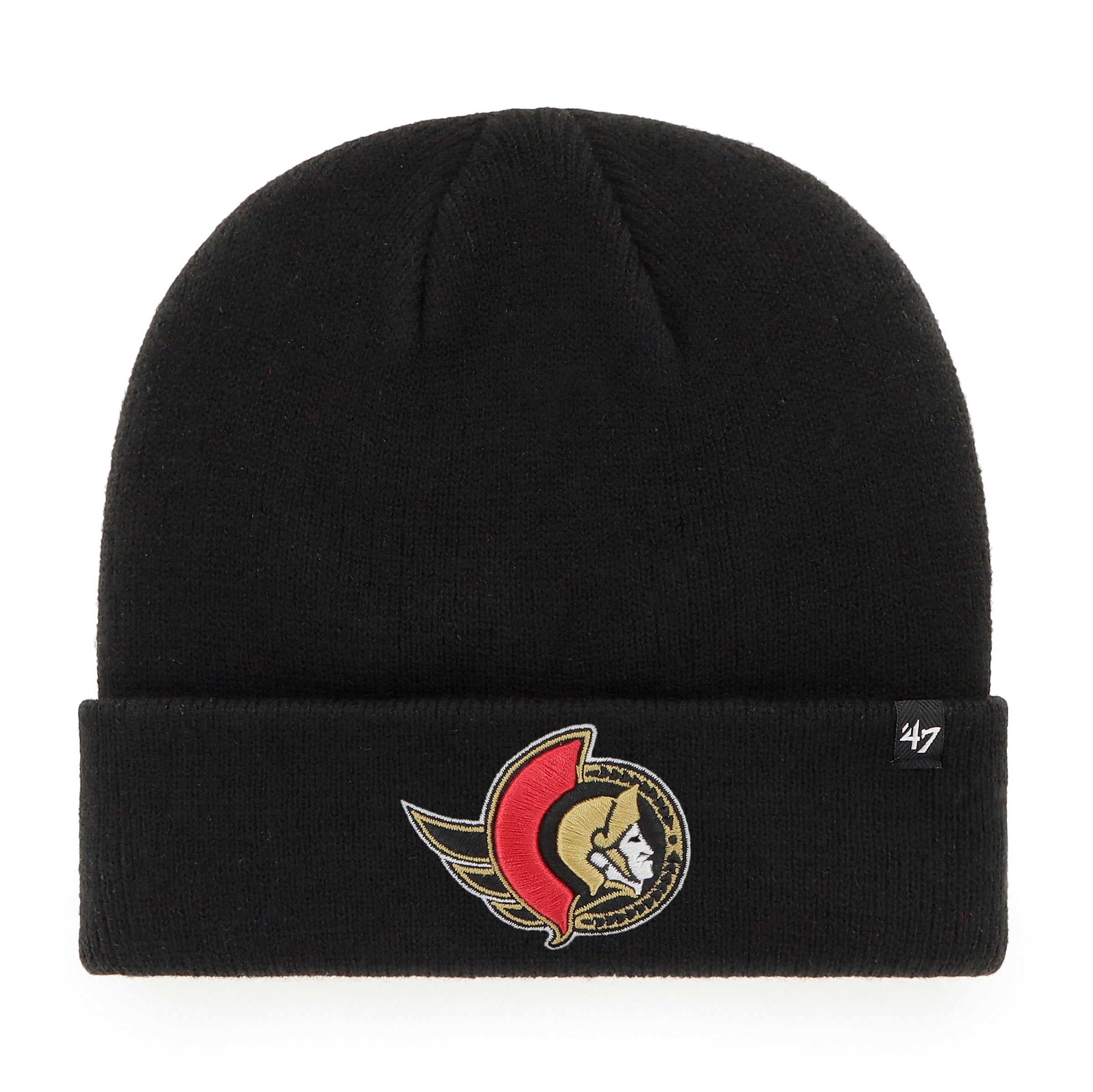 Bonnet en tricot à revers surélevé noir pour homme de la marque NHL 47 des Sénateurs d'Ottawa