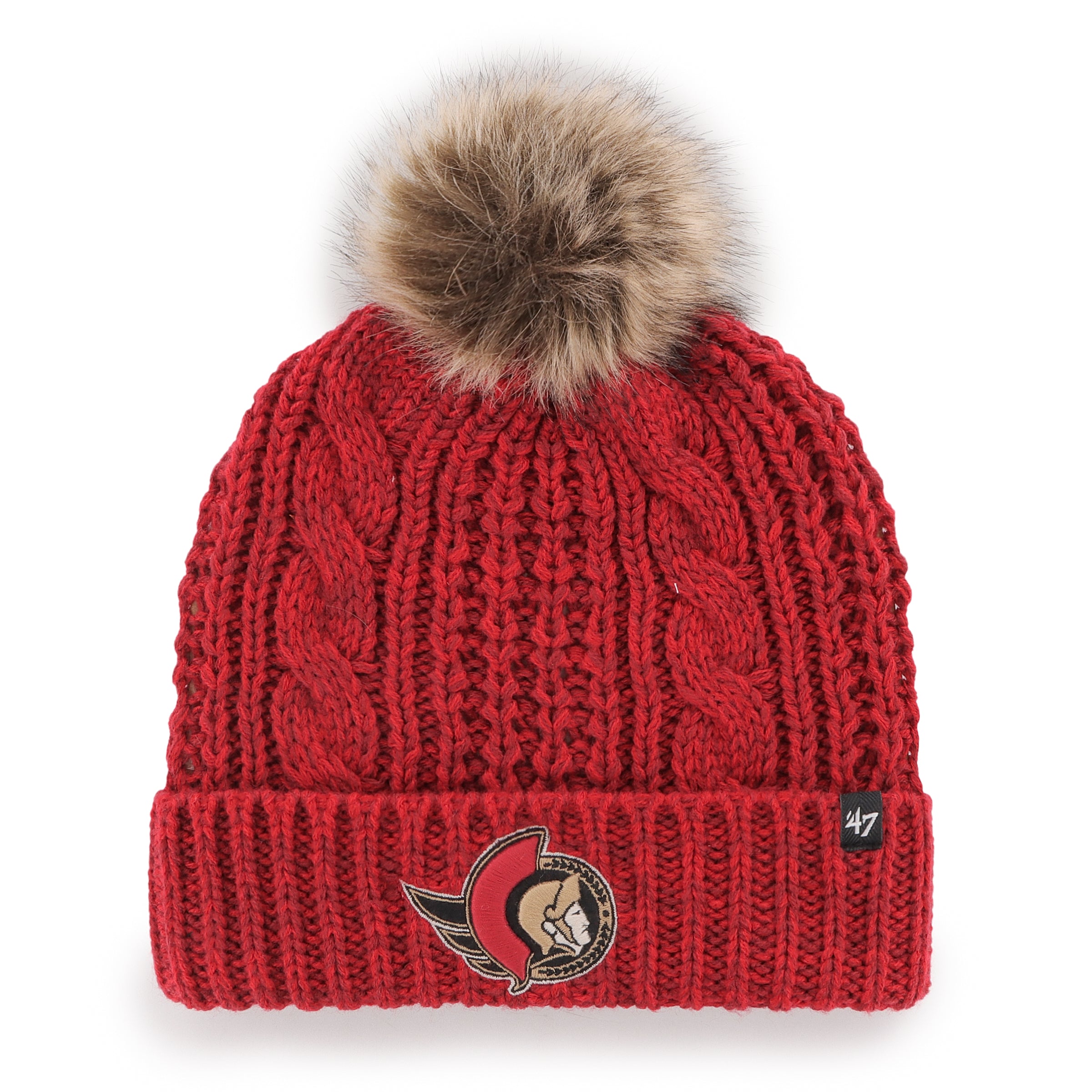 Bonnet tricoté rouge à pompon Meeko pour femme de la LNH 47 Brand des Sénateurs d'Ottawa