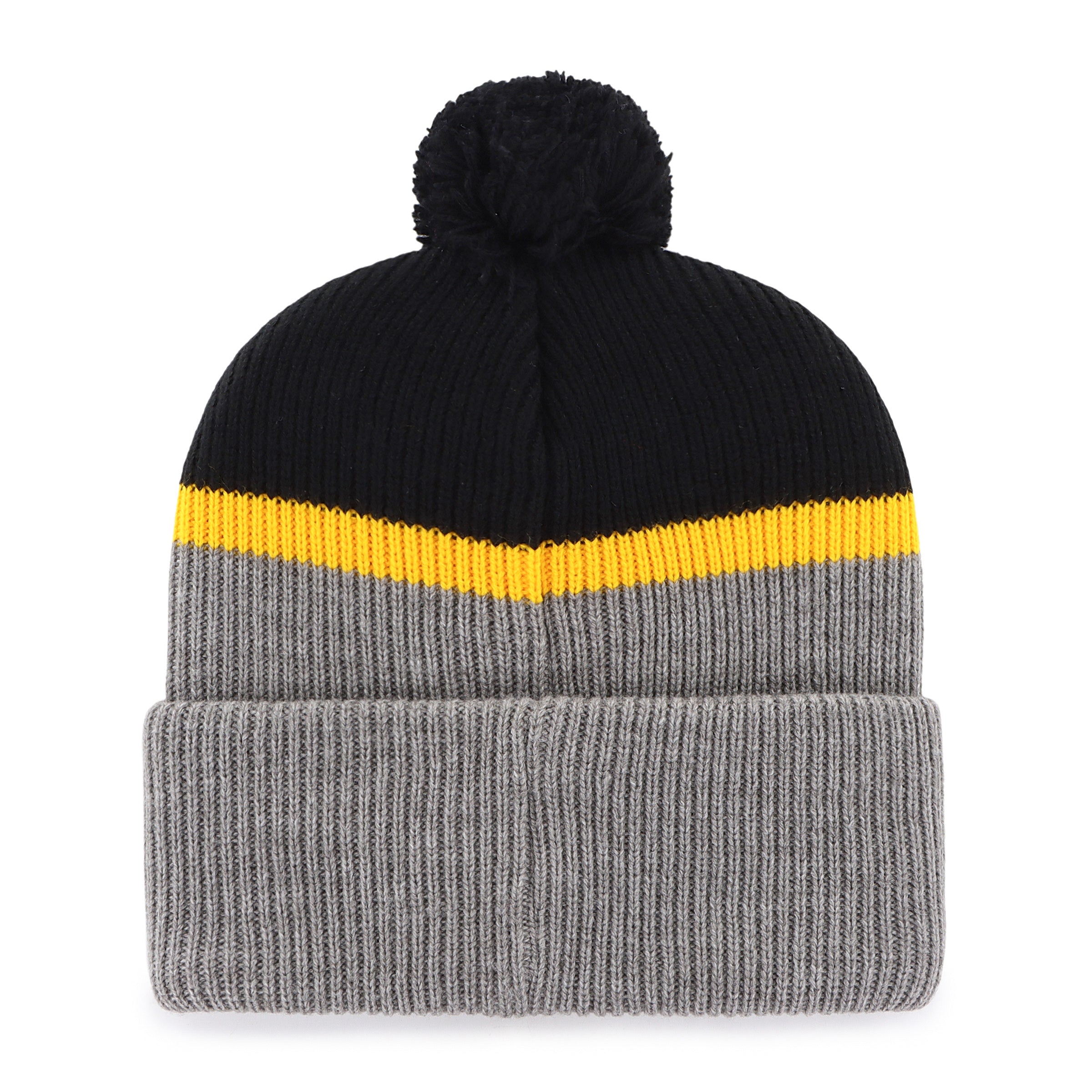 Bonnet tricoté à pompon noir/gris pour homme de la marque NHL 47 des Canucks de Vancouver