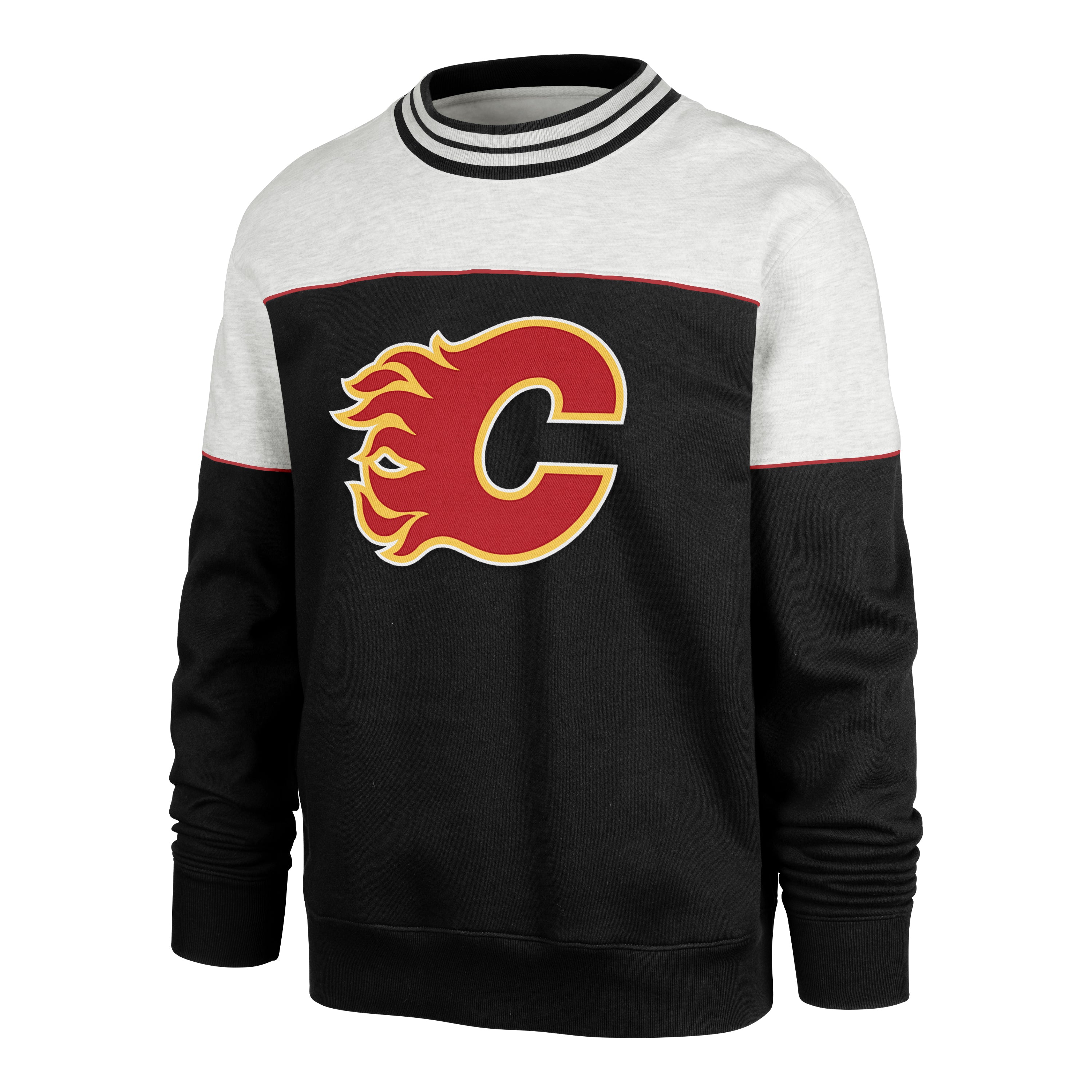 Chandail ras du cou en satin gris pour homme de la marque NHL 47 des Flames de Calgary avec logo Lock Bryson