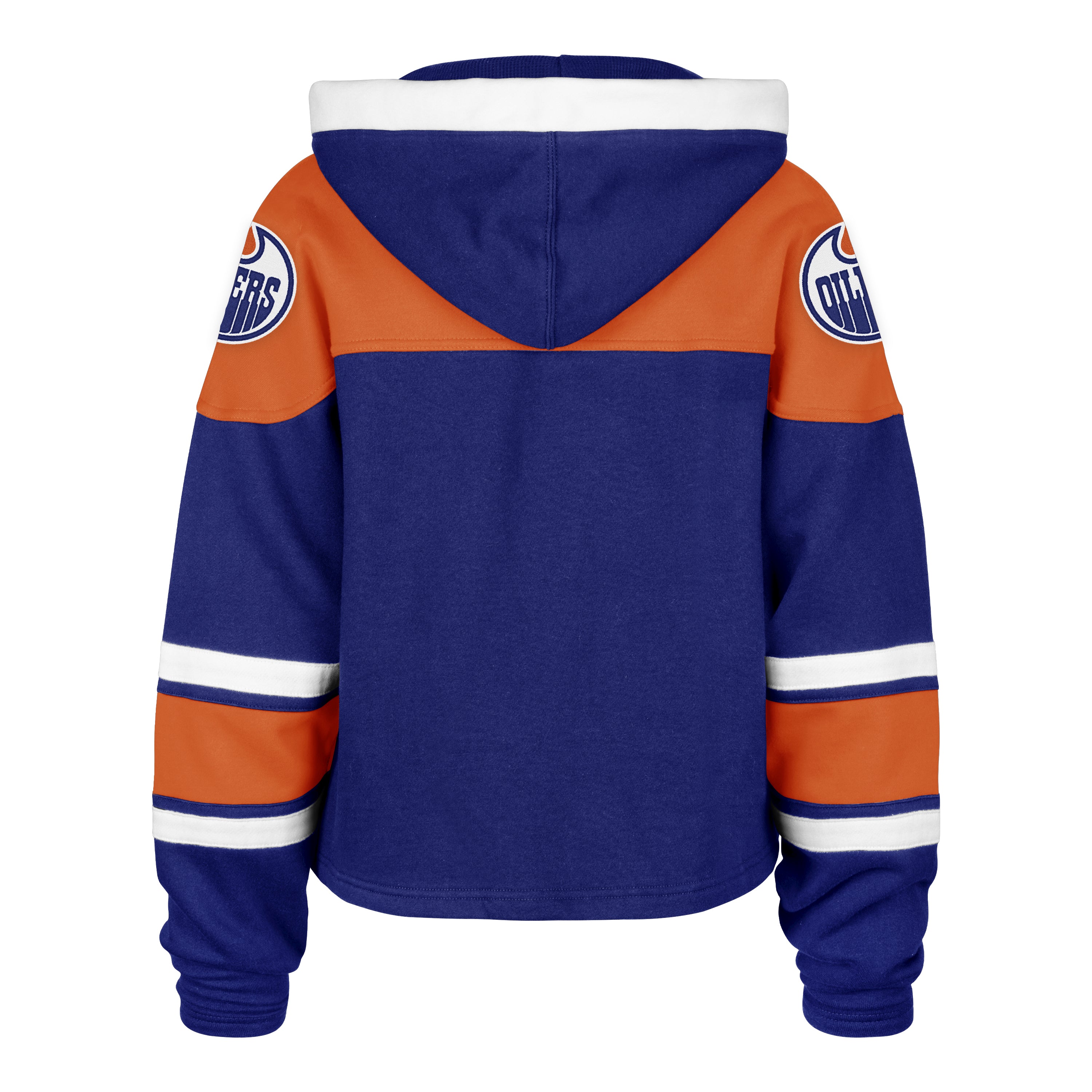 Edmonton Oilers NHL 47 Brand Women's Royal Cropped Superior Lace Up Hoodie